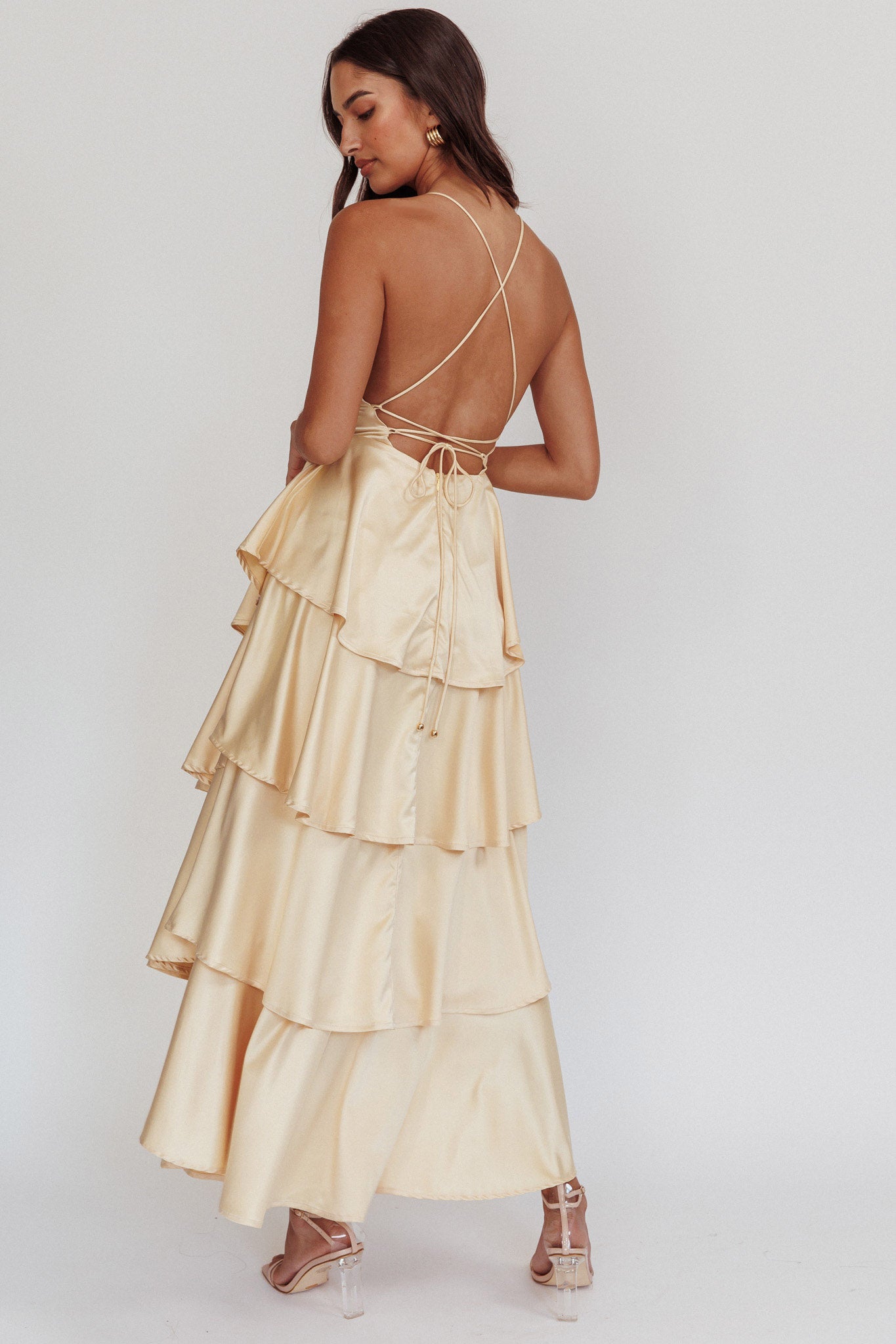 Auguste Tiered Frill Strappy Back Dress Butter-Fable Dress