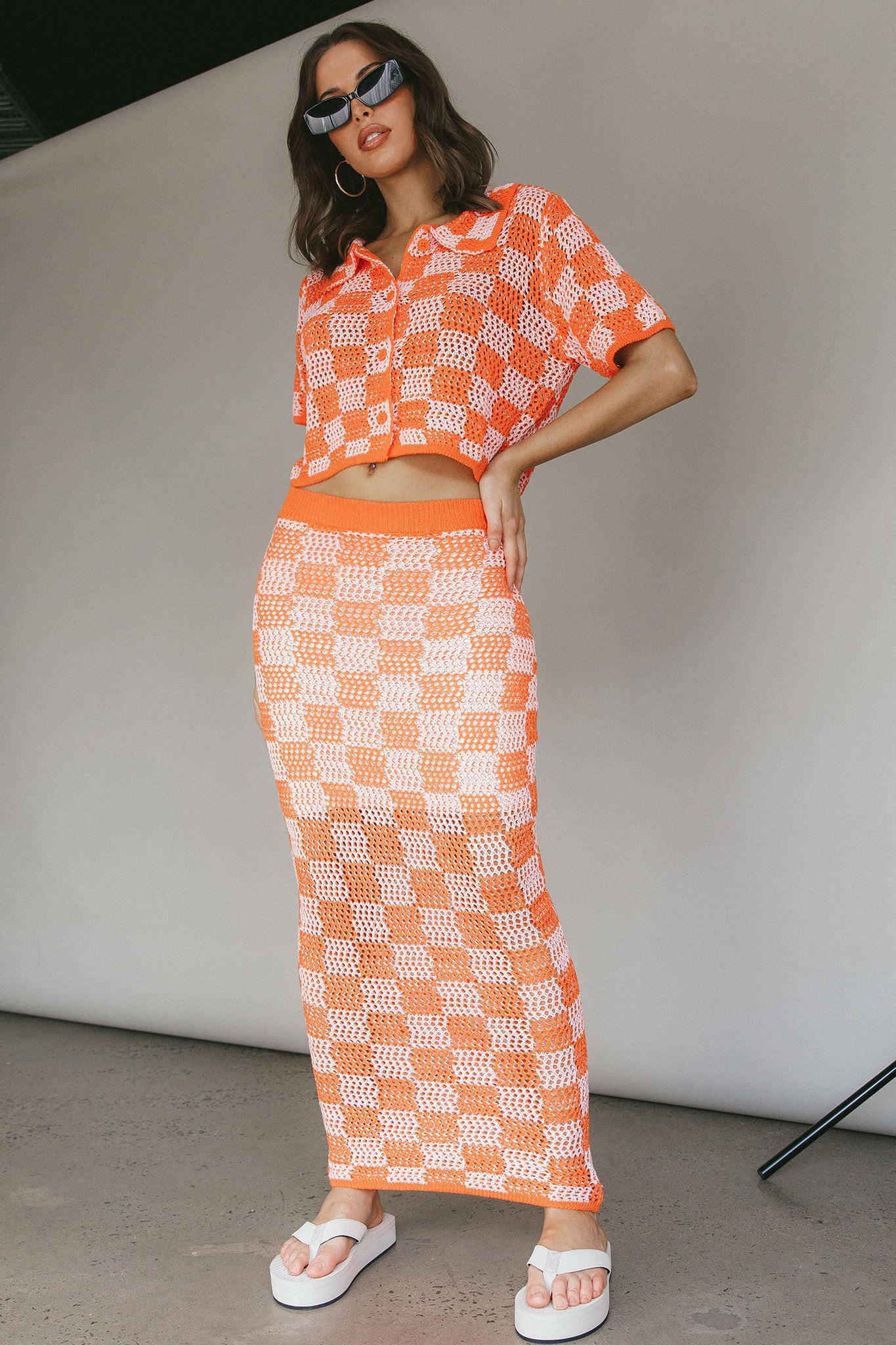 Byron Bay Crochet Buttoned Top Sunset-Fable Dress