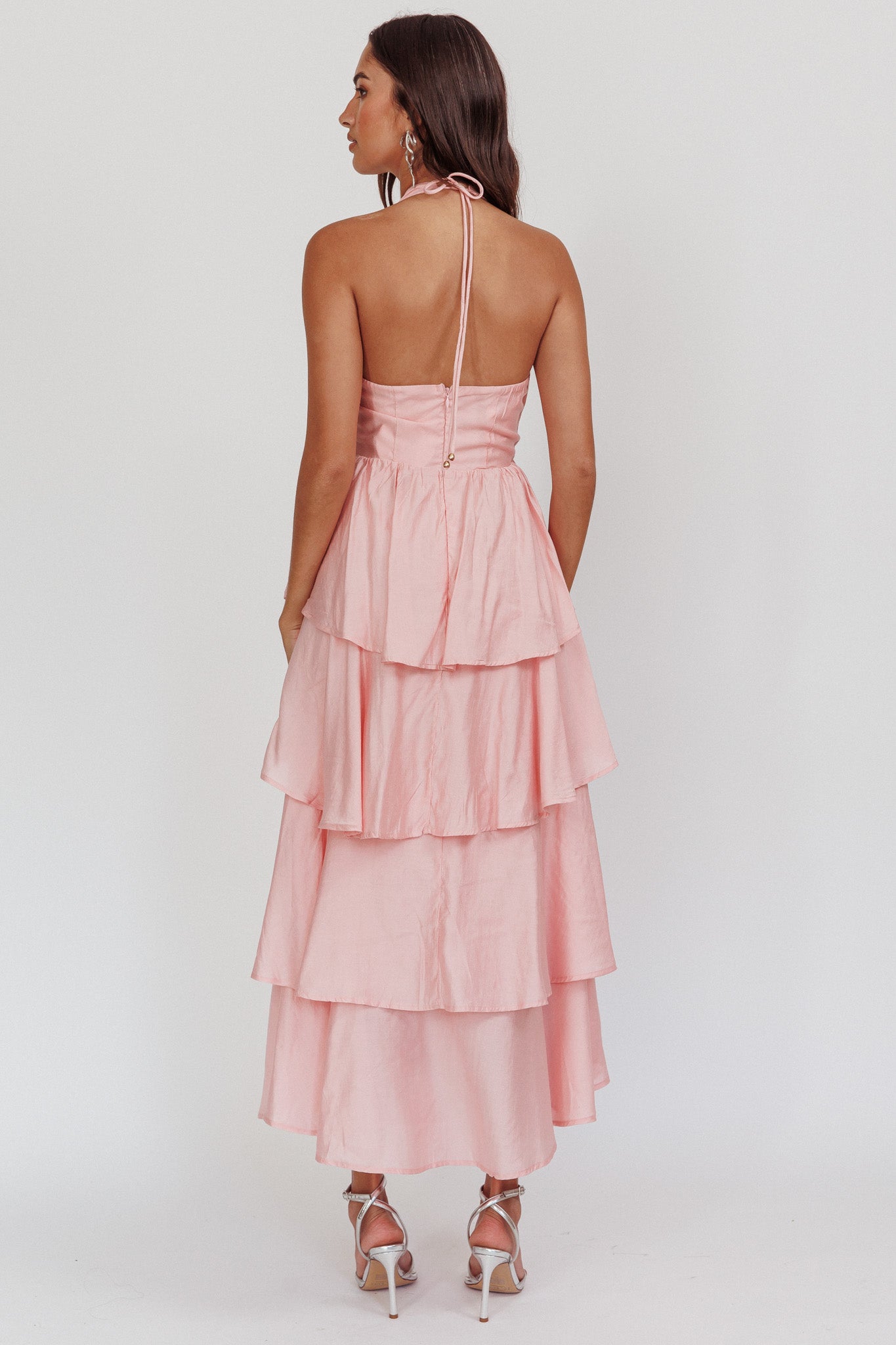 Catalina Tiered Ruffle Maxi Dress Dusty Rose-Fable Dress