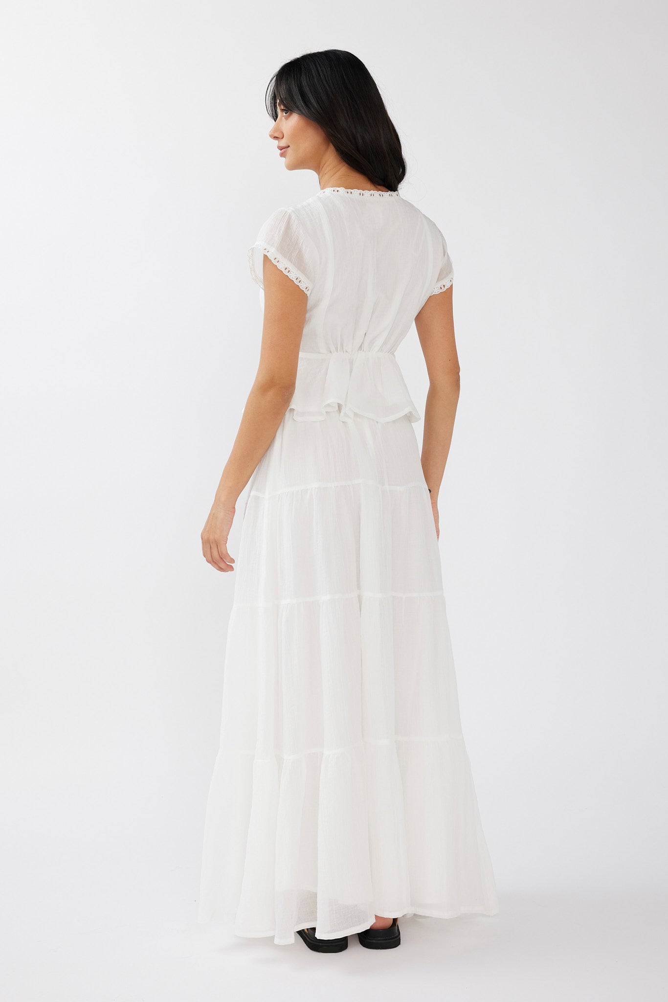 Azura Drawstring Maxi Skirt White-Fable Dress