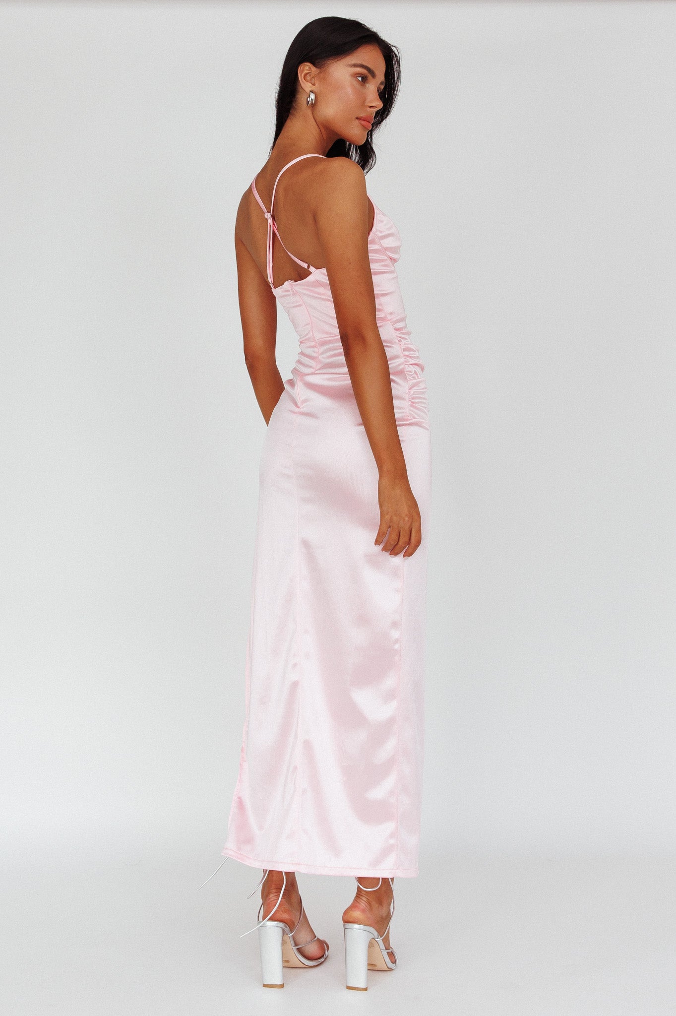 Cierra Thigh Split Maxi Dress Baby Pink-Fable Dress
