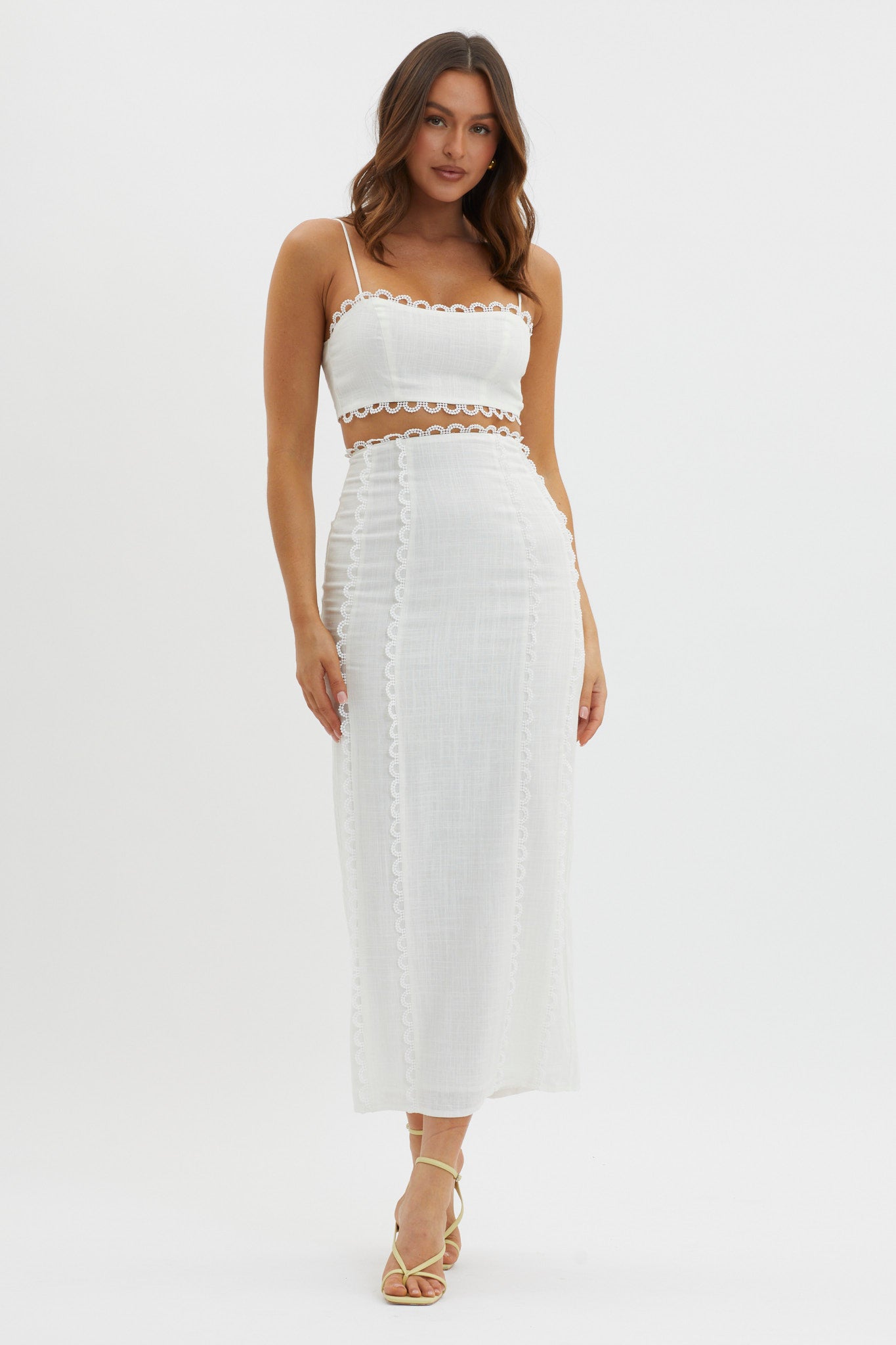 Chamberlain Scallop Trim Maxi Skirt White-Fable Dress