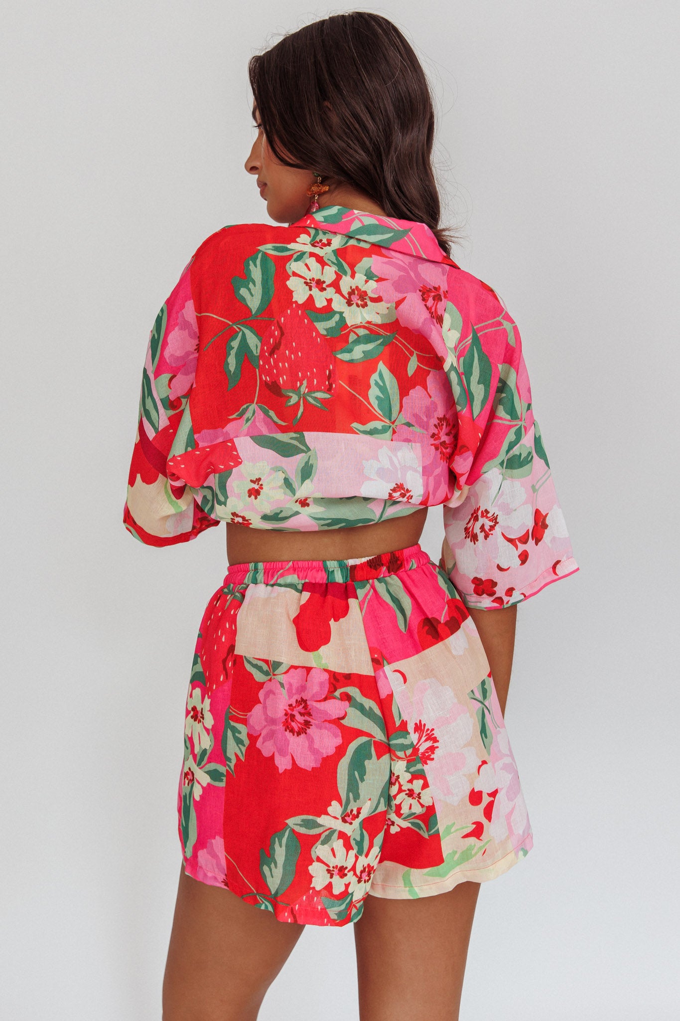 Ciao Ciao Floral Drawstring Shorts Pink-Fable Dress