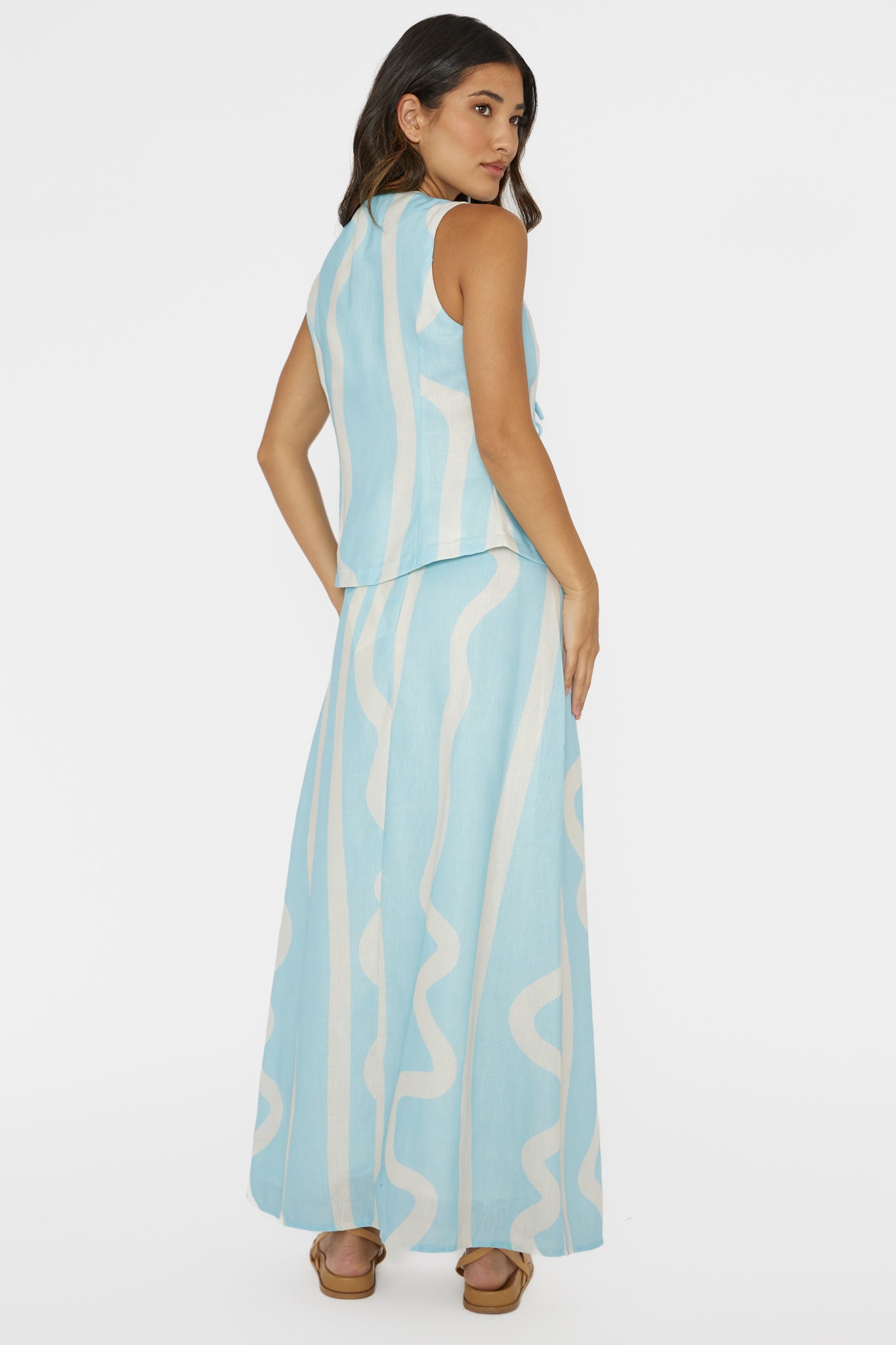 Meet Me There Maxi Skirt Abstract Blue-Fable Dress