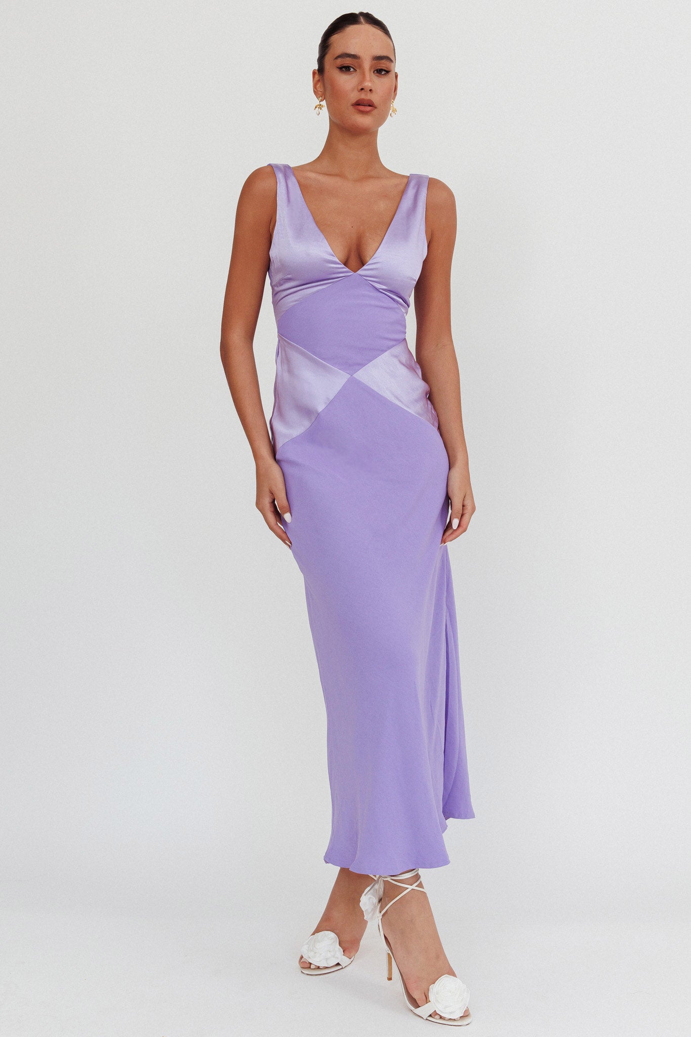Soul Fire V-Neck Maxi Dress Lilac-Fable Dress
