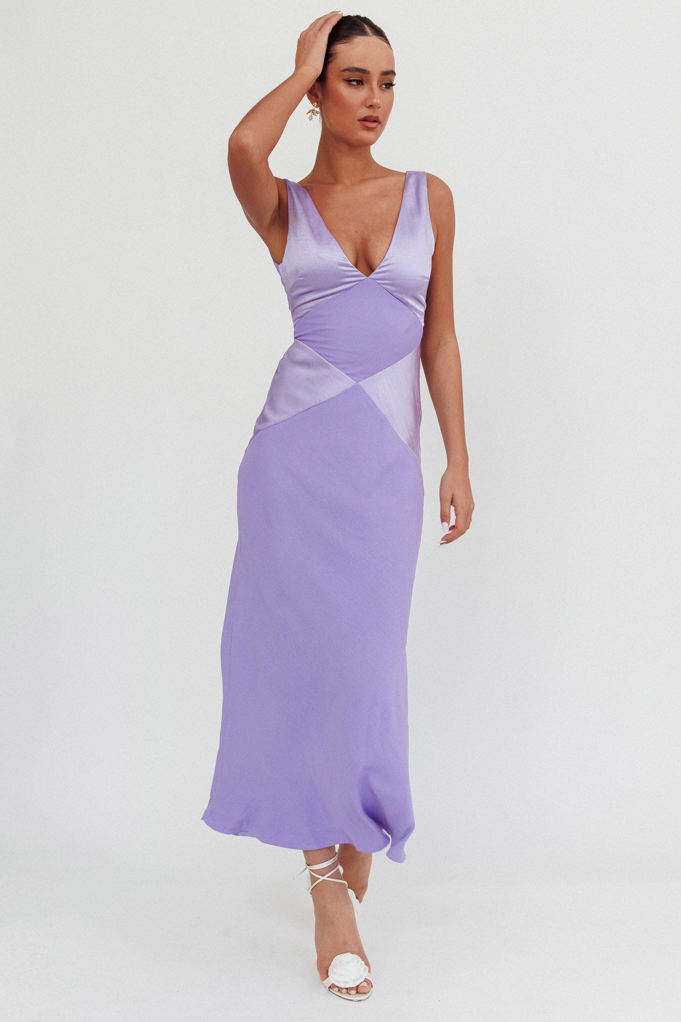 Soul Fire V-Neck Maxi Dress Lilac-Fable Dress