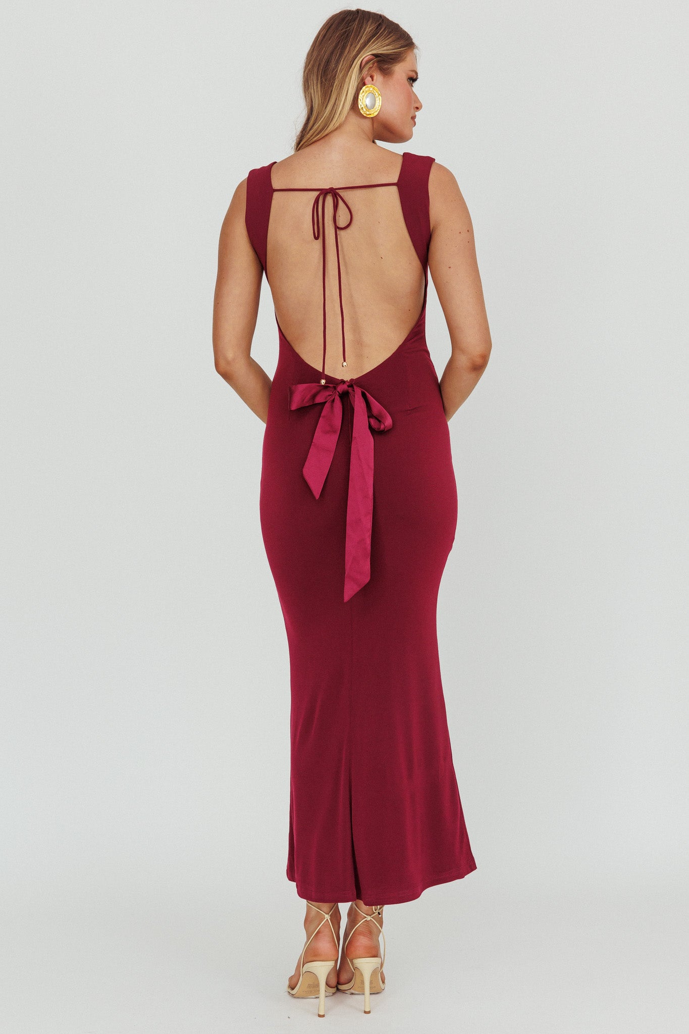 Annabel Bodycon Maxi Dress Wine-Fable Dress