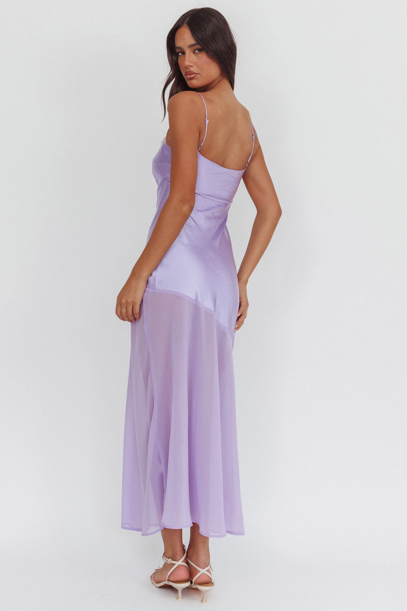 Gilded Dream Chiffon Hem Maxi Dress Lilac-Fable Dress
