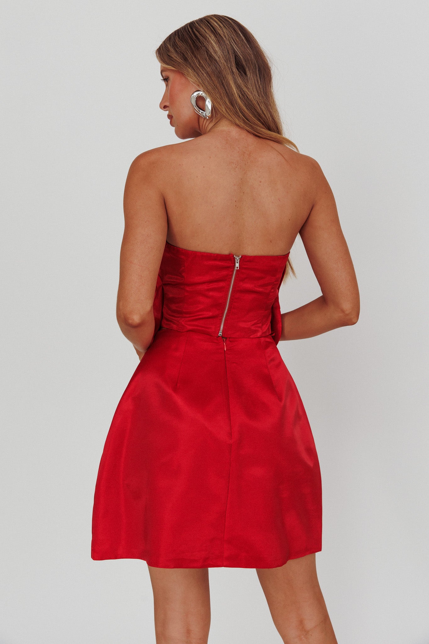 Count Down A-Line Mini Skirt Red-Fable Dress