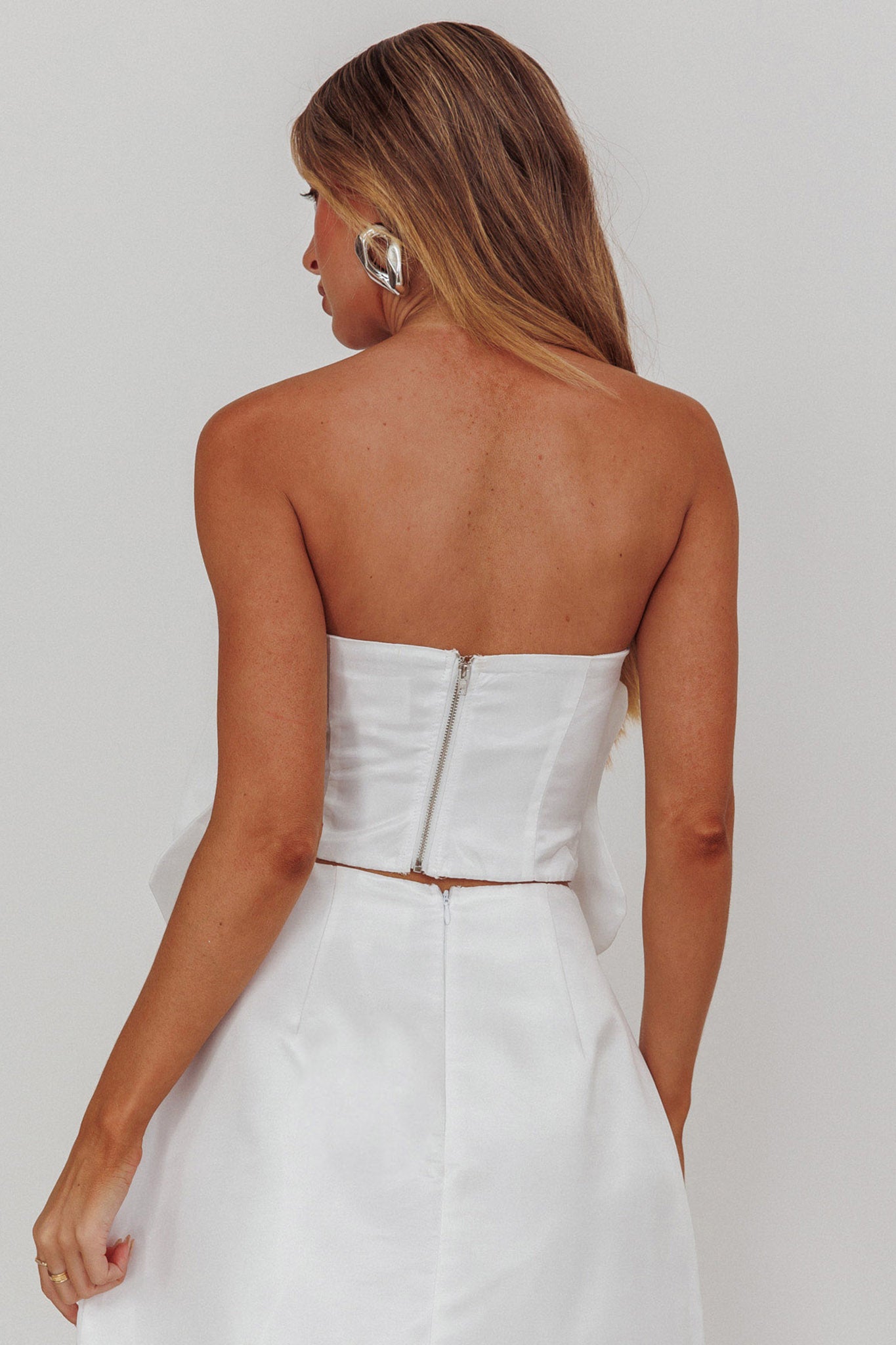 Count Down Rose Feature Strapless Top White-Fable Dress