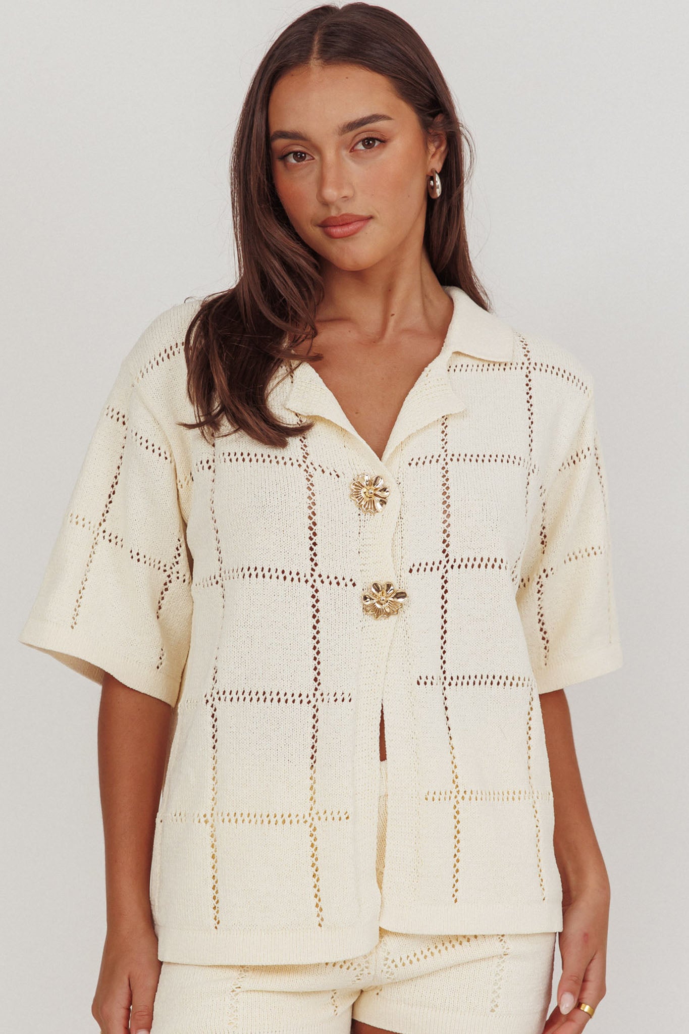 Sailor Knit Gold Button Top Cream-Fable Dress