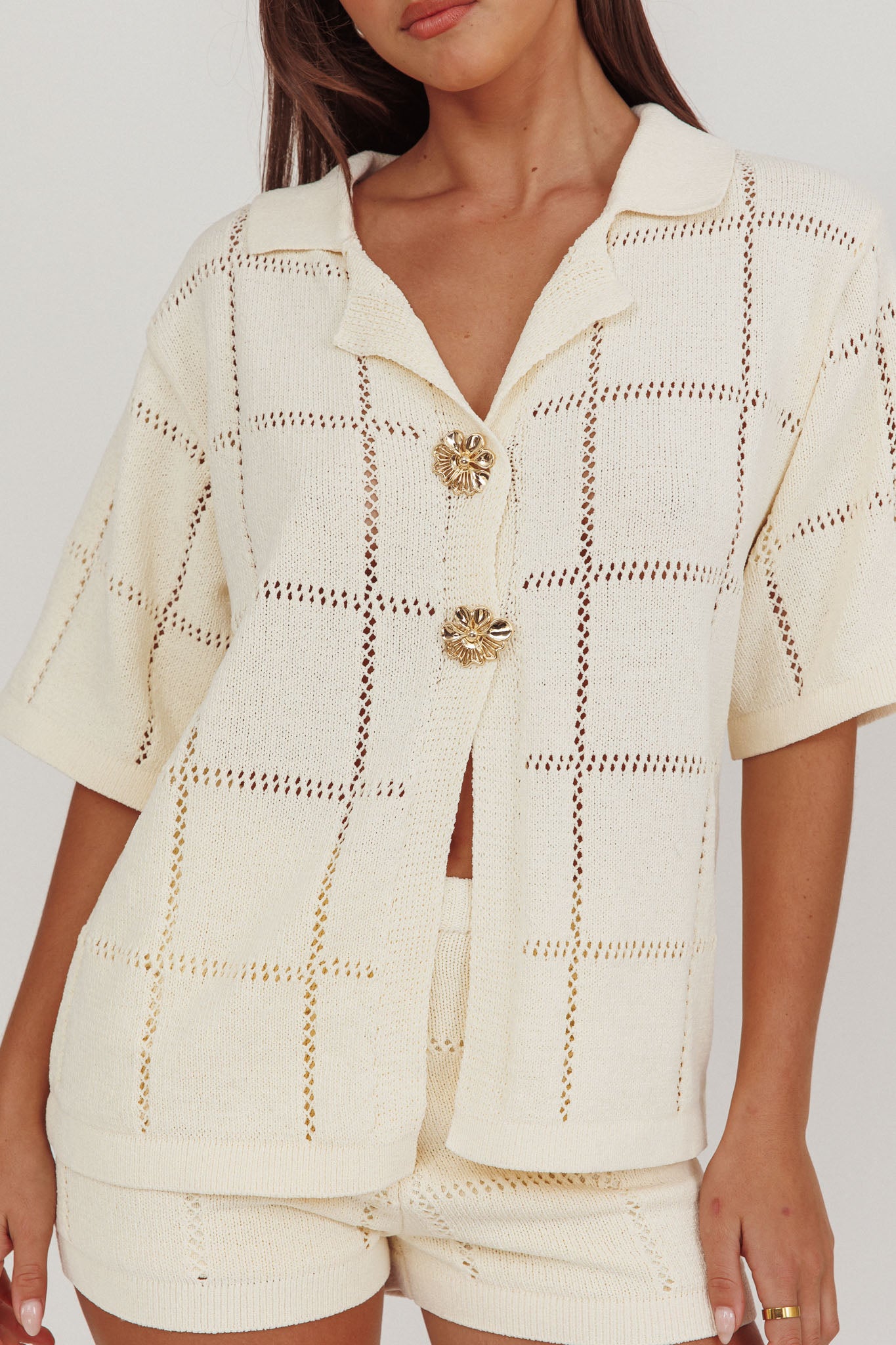 Sailor Knit Gold Button Top Cream-Fable Dress