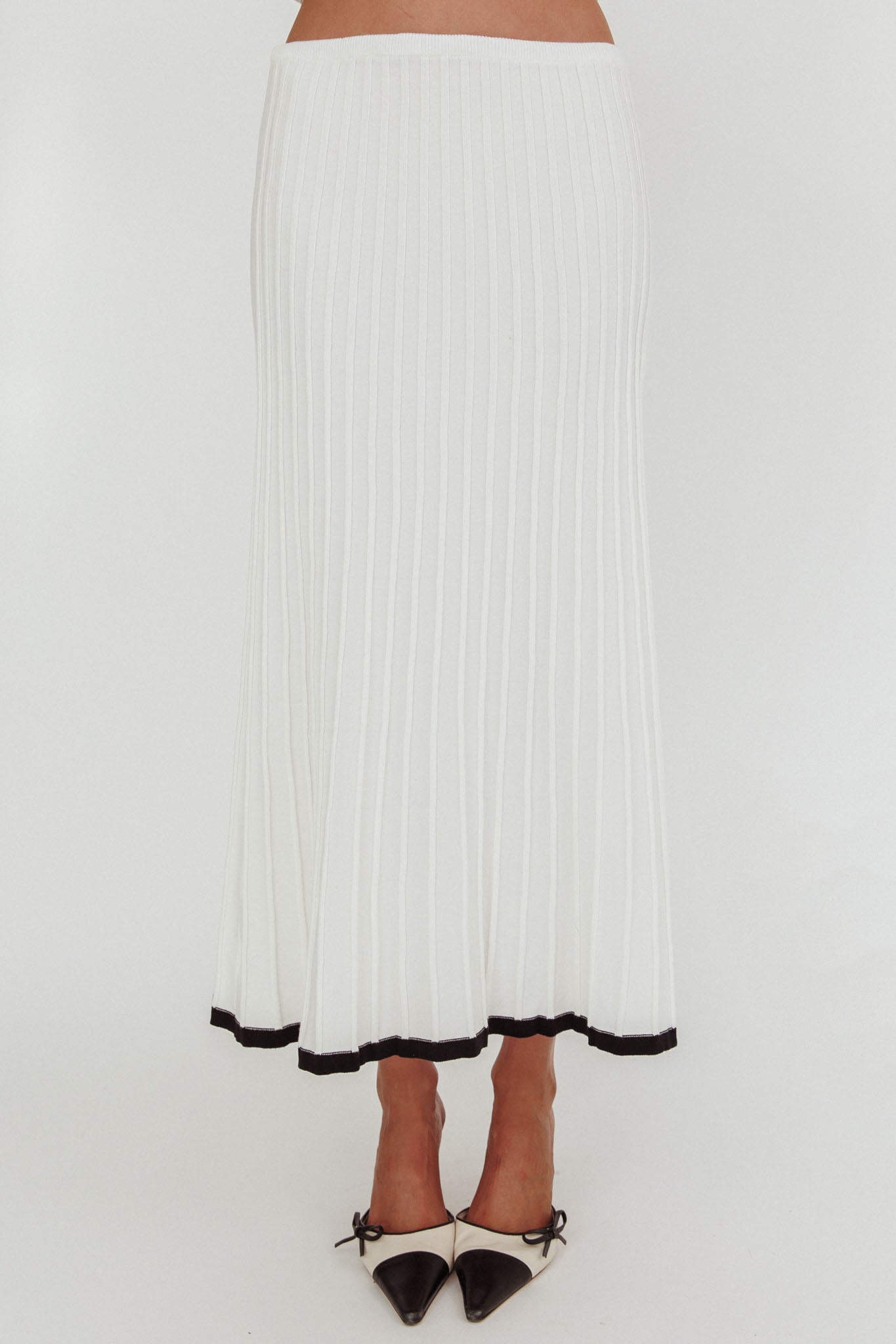 Yaeli Ribbed Knit Maxi Skirt White-Fable Dress