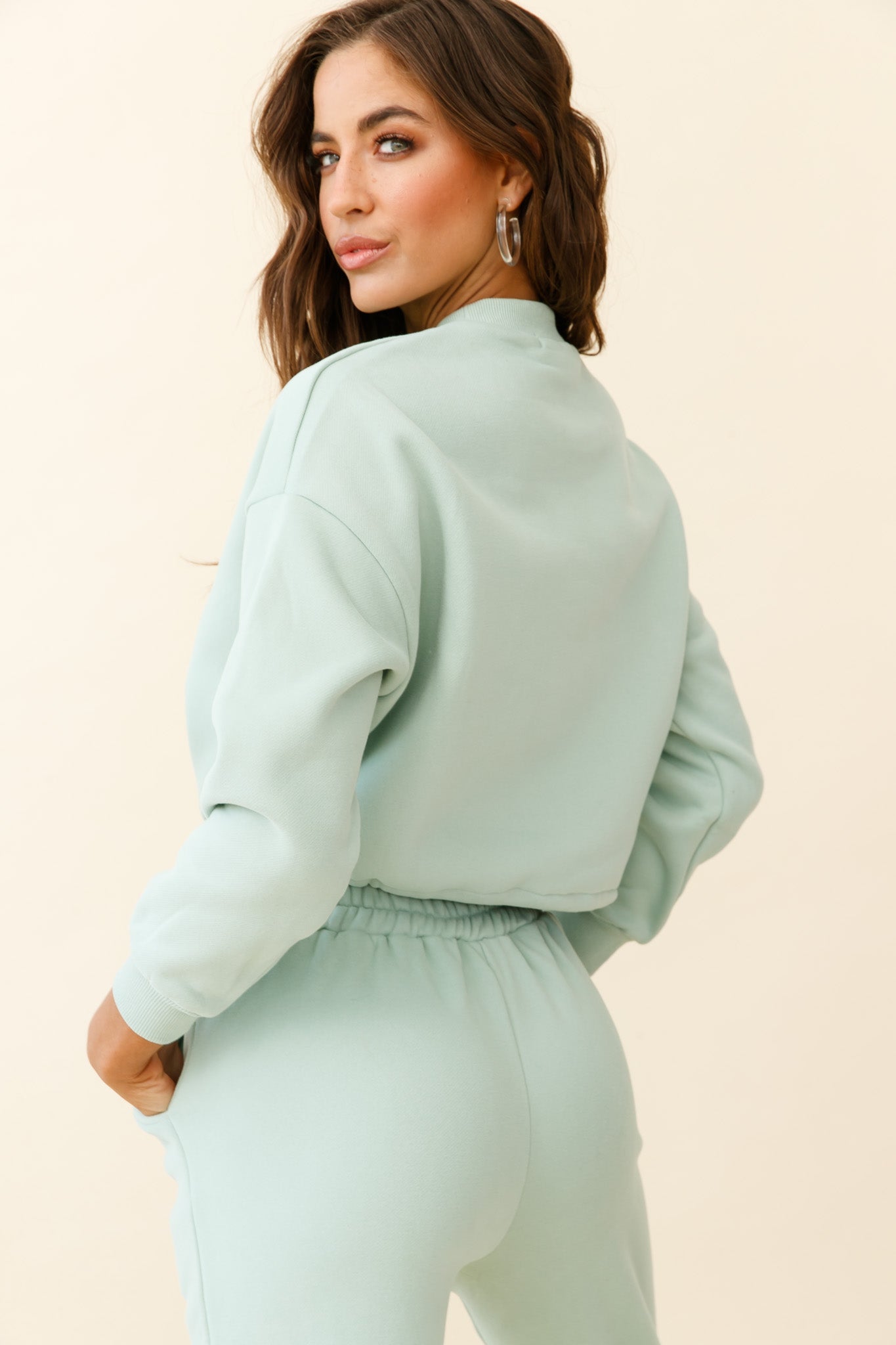 Monterey Long Sleeve Pull String Sweater Green-Fable Dress