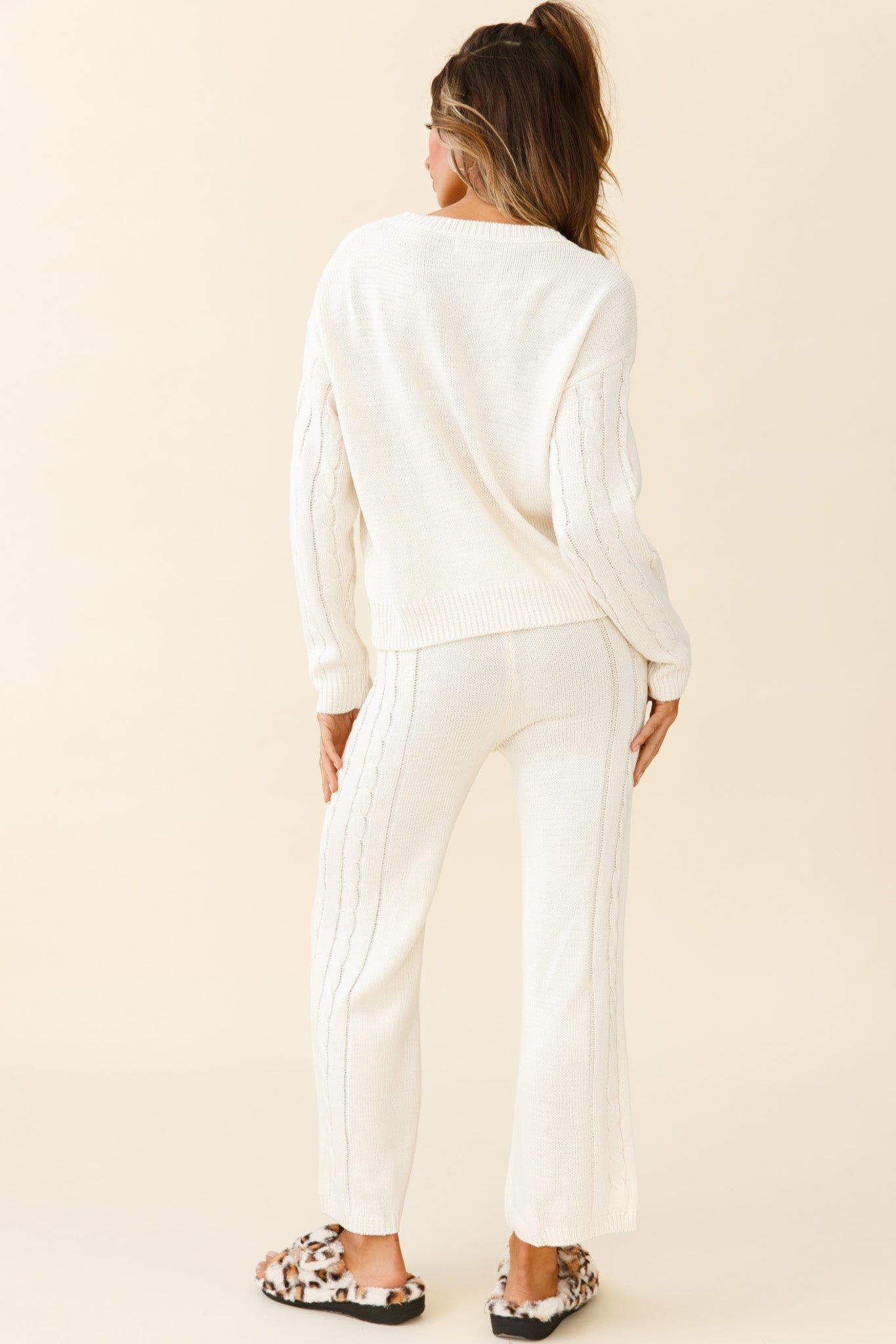 Atlas Cable Knit Accent Pants Cream-Fable Dress