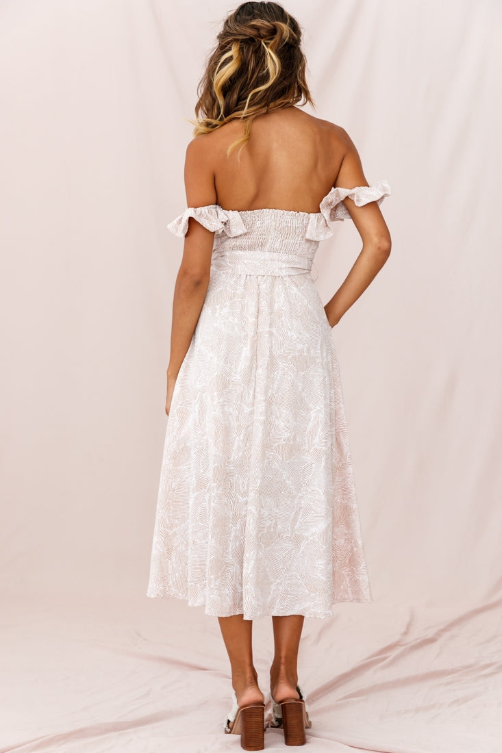 Matisse Off-Shoulder Placket Dress Blush Pattern-Fable Dress