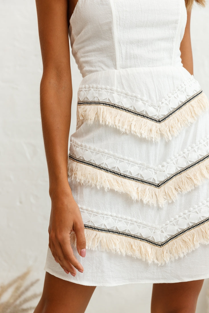 Baja Embellished Strapless Dress White-Fable Dress