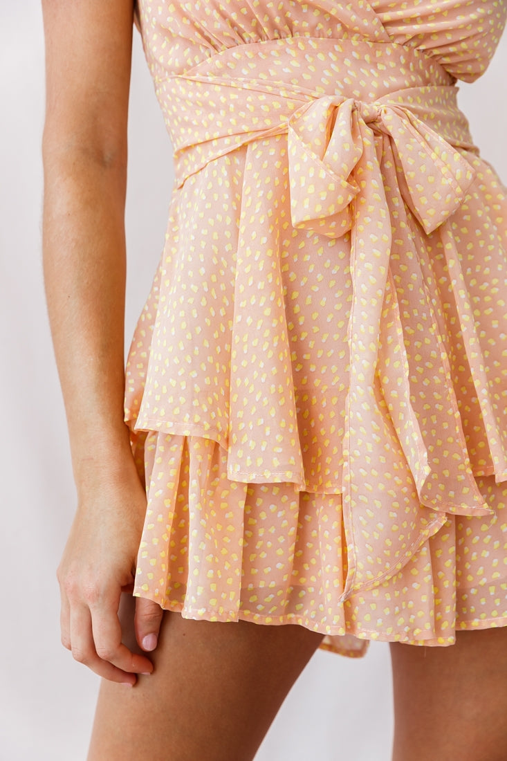 Maddox Fit & Flare Cami Strap Romper Pink-Fable Dress