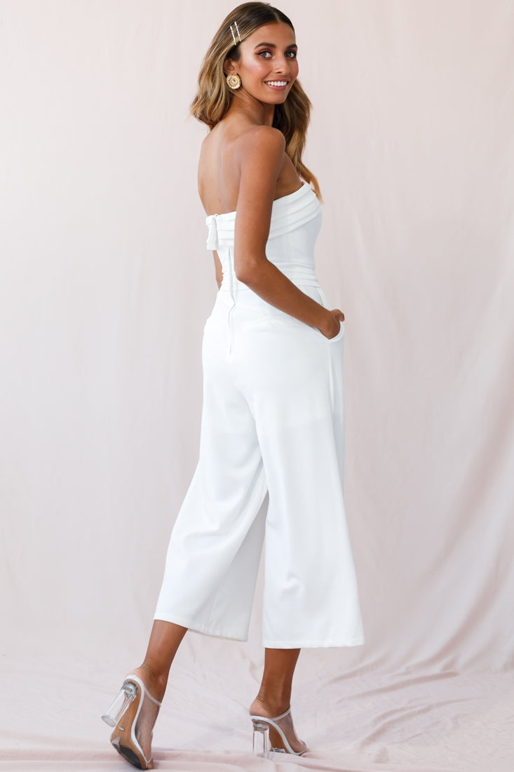 Chosen Strapless Wide Leg Jumpsuit White-Fable Dress