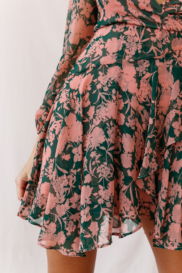 Wisteria Lane Long Sleeve Tea Dress Forest Green-Fable Dress