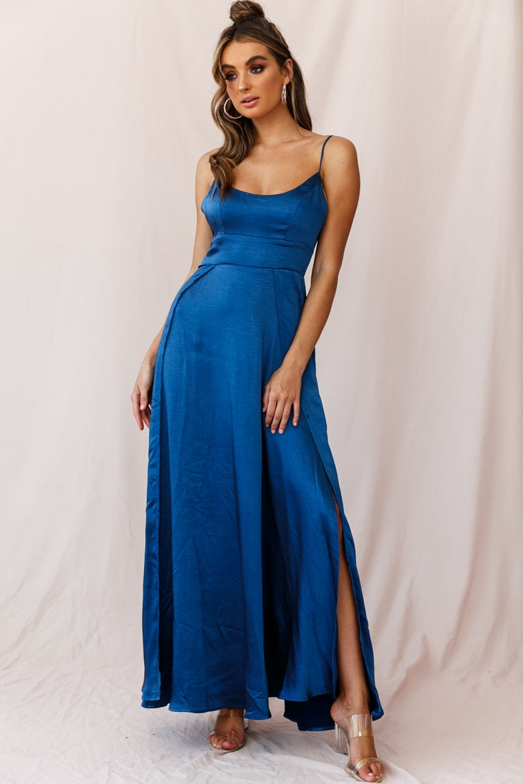 Joanne Empire Waist Maxi Dress Navy-Fable Dress