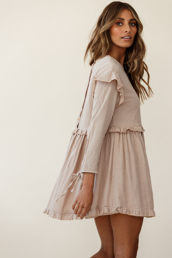 Marion Long Sleeve Shift Dress Mocha-Fable Dress
