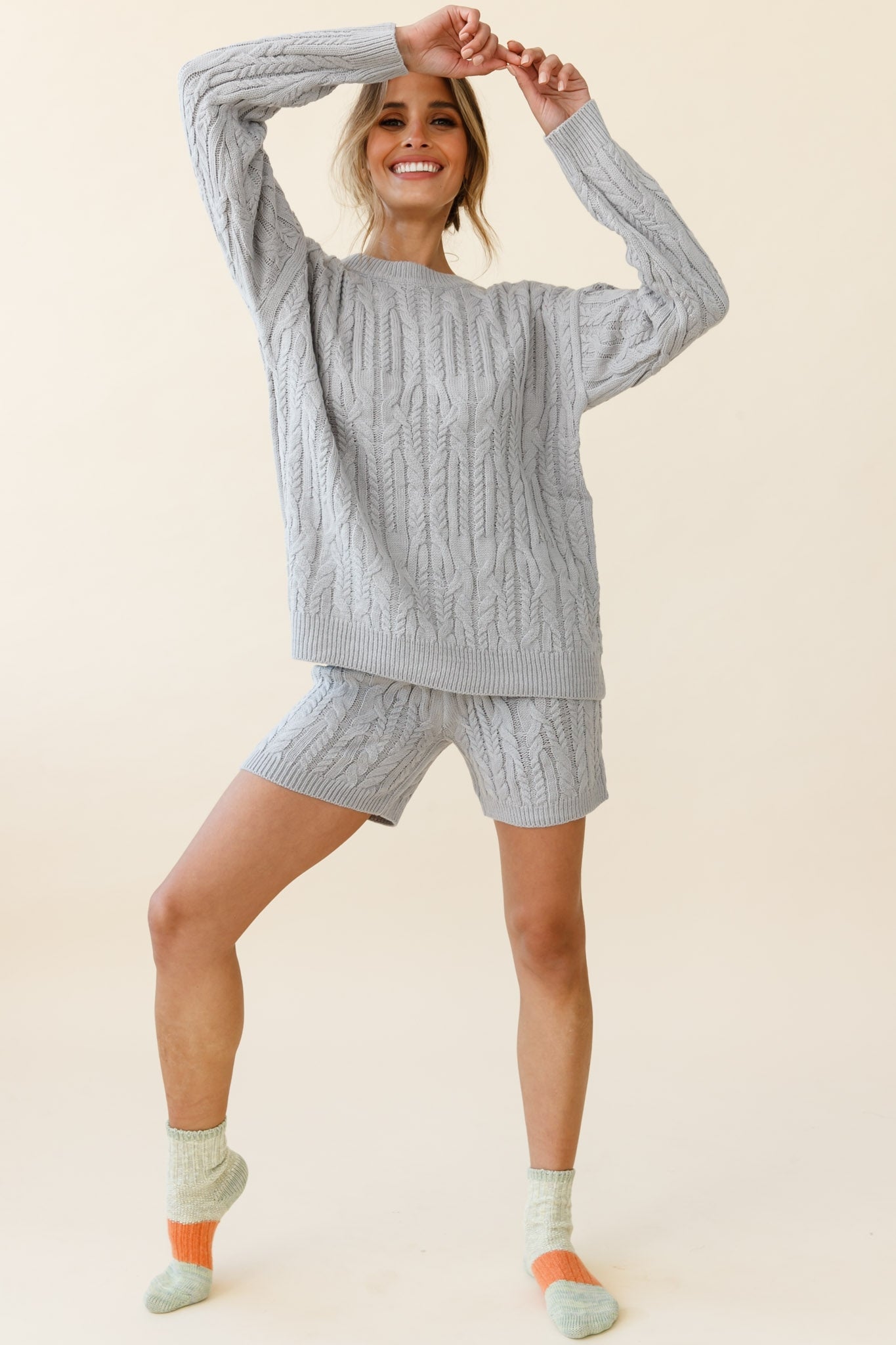Colorado Cable Knit Shorts Grey-Fable Dress