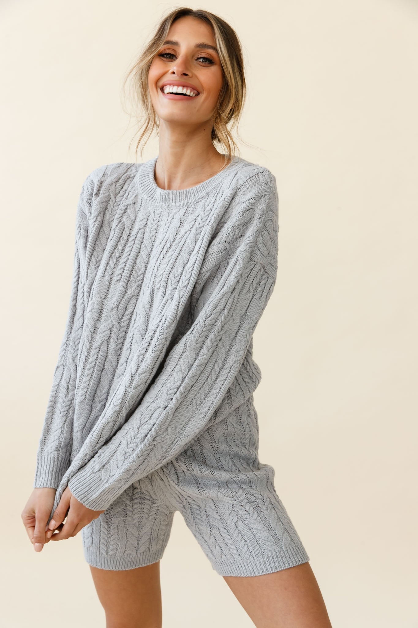 Colorado Cable Knit Sweater Grey-Fable Dress