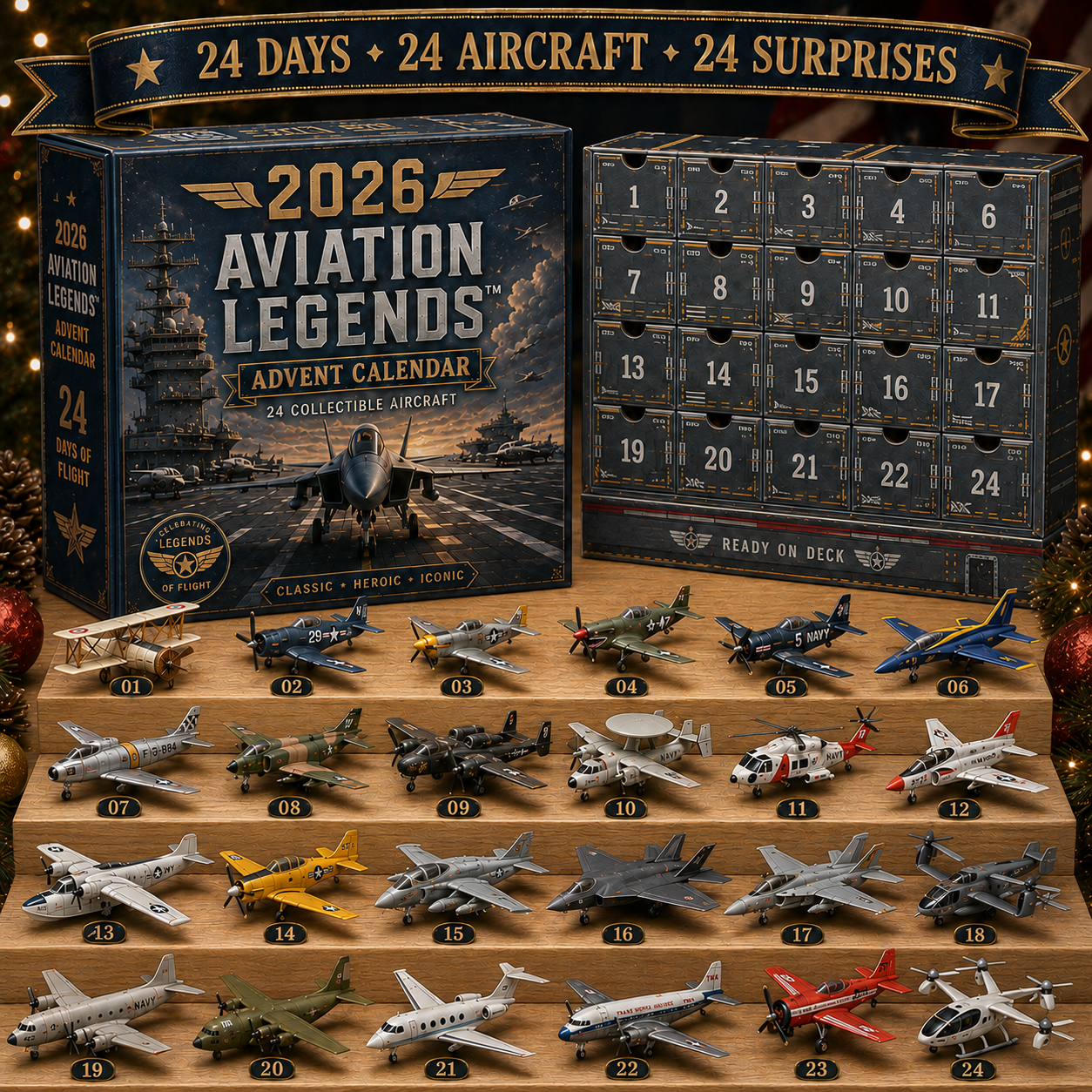 2026 Aviation Legends 24-Day Aircraft Advent Calendar – 24 Collectible Airplane Surprises for Aviation Fans