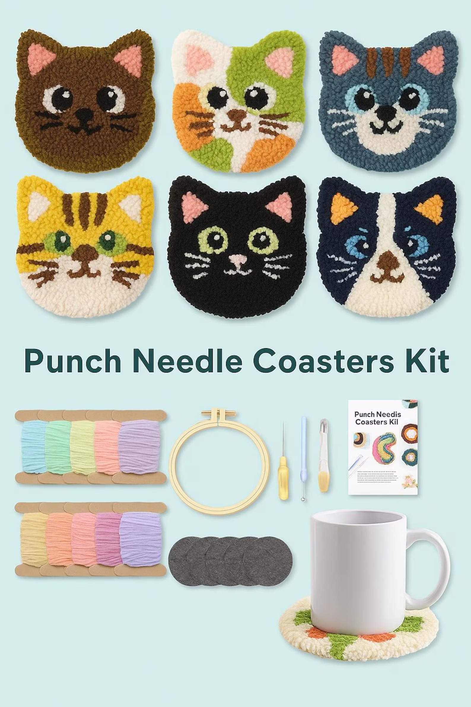 DIY Punch Needle Cat Coaster Kit