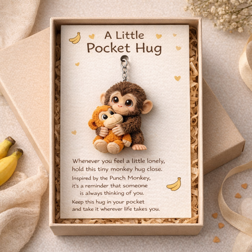 A Little Pocket Hug Monkey Keychain 🐒💖
