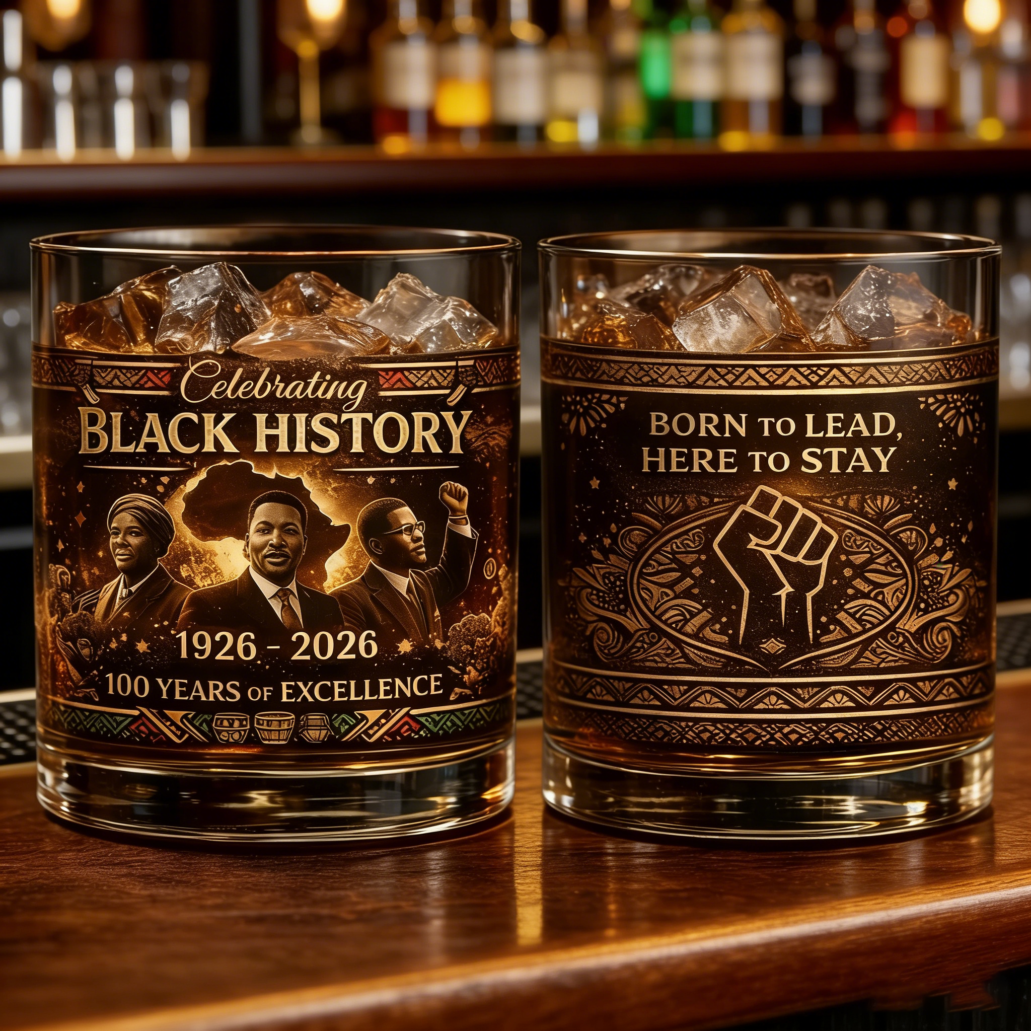 Black History 100th Anniversary Whiskey Glasses 🥃🌍(1926–2026)