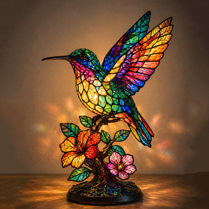 🌸Hand-Painted Hummingbird and Flower Night Light