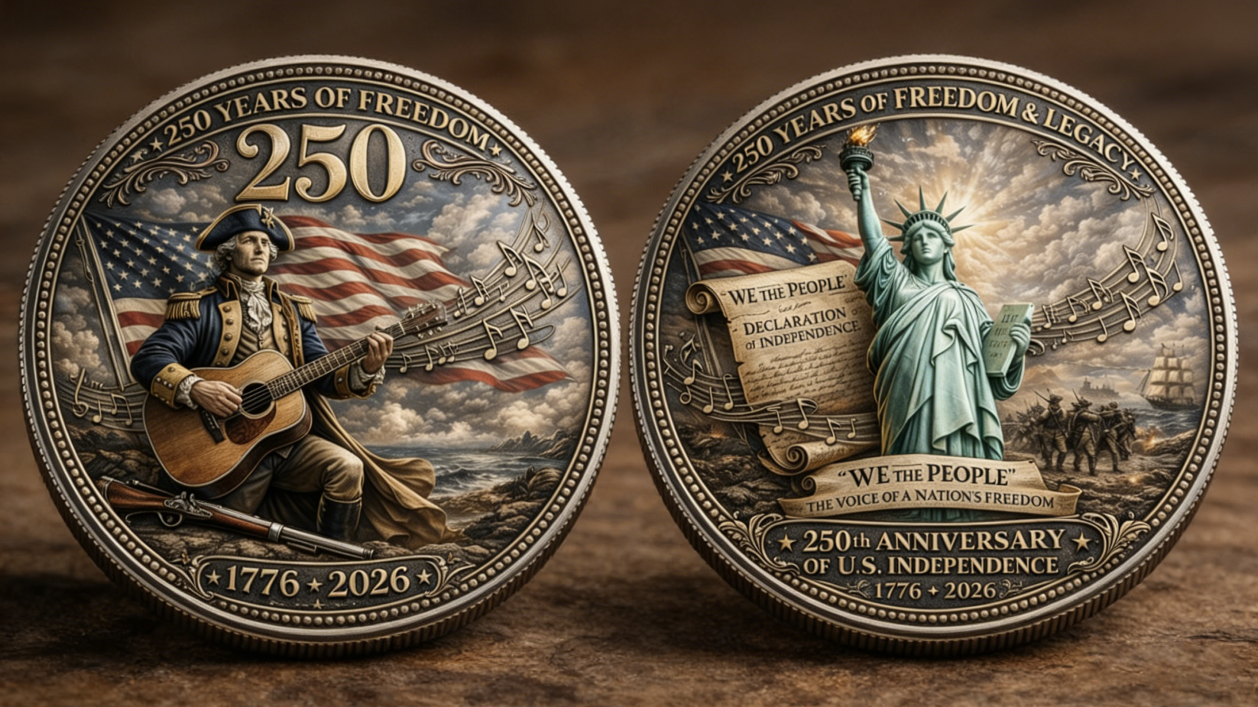🔥LAST DAY 39% OFF-250th Anniversary Commemorative Coin" 🎸🗽