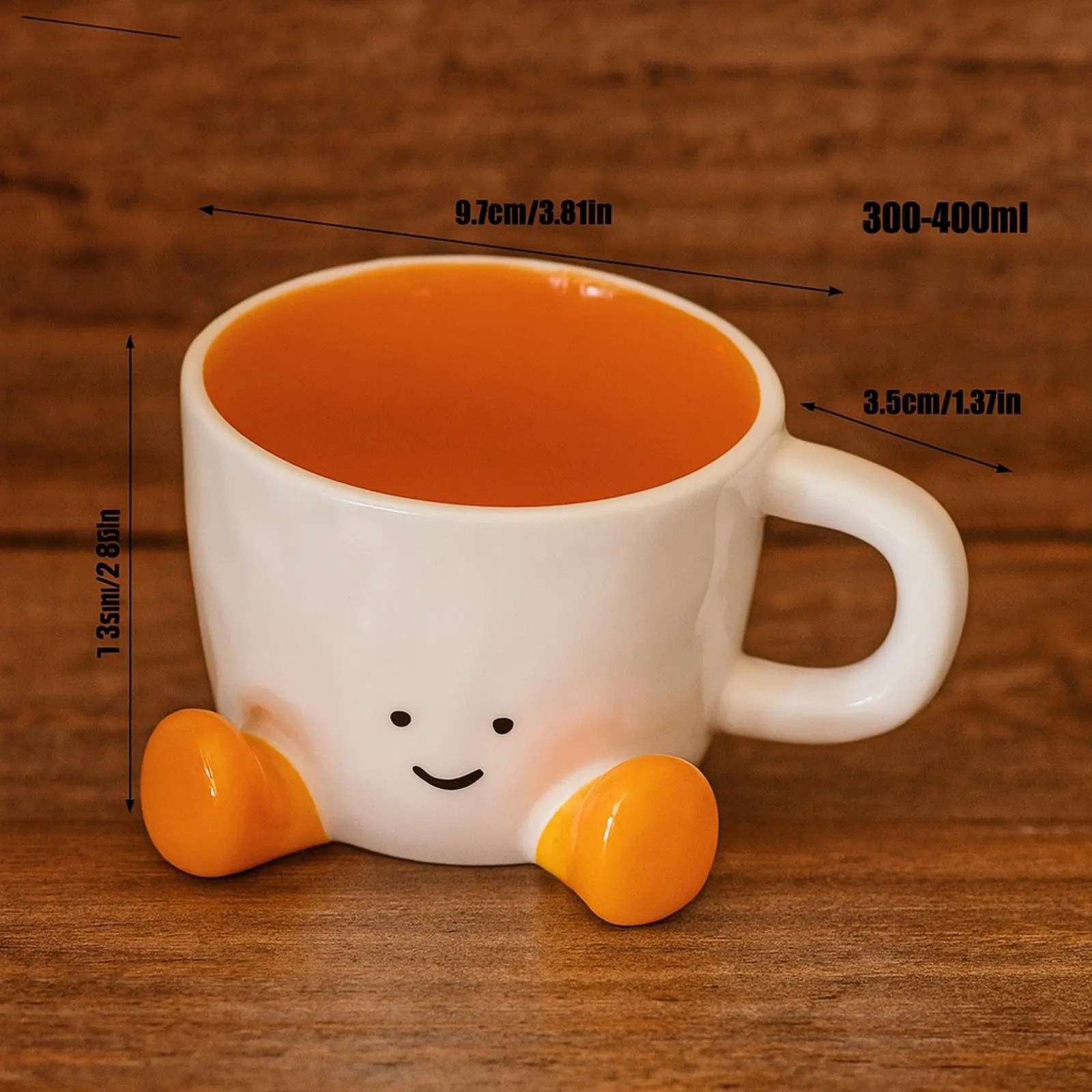 Cute Smiley Face Coffee Mug with Little Feet