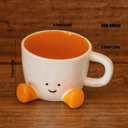 Cute Smiley Face Coffee Mug with Little Feet