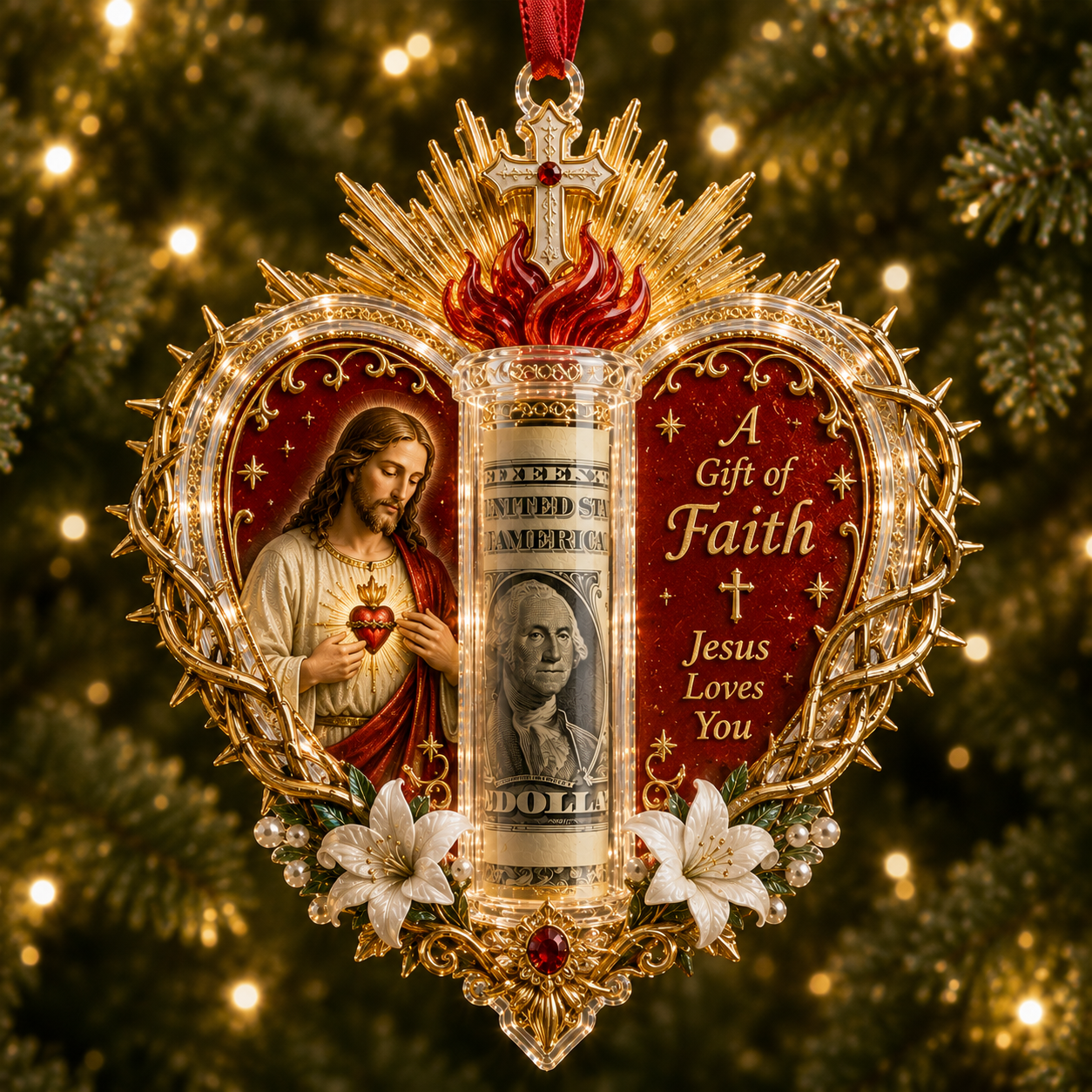 🔥49% Off Last Day🔥BUY 3 GET 1 FREE🔥Christian Cash Gift Christmas Ornament – Faith-Inspired Money Holder Keepsake