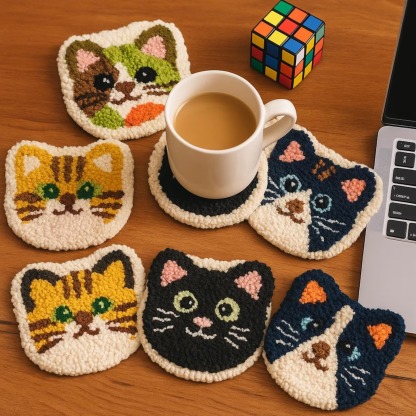DIY Punch Needle Cat Coaster Kit