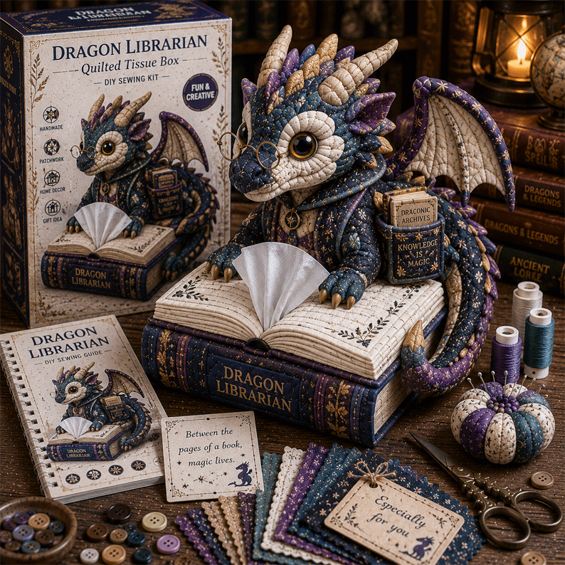 🐉✨ Dragon Keepers Collection – Quilted DIY Tissue Box Sewing Kit