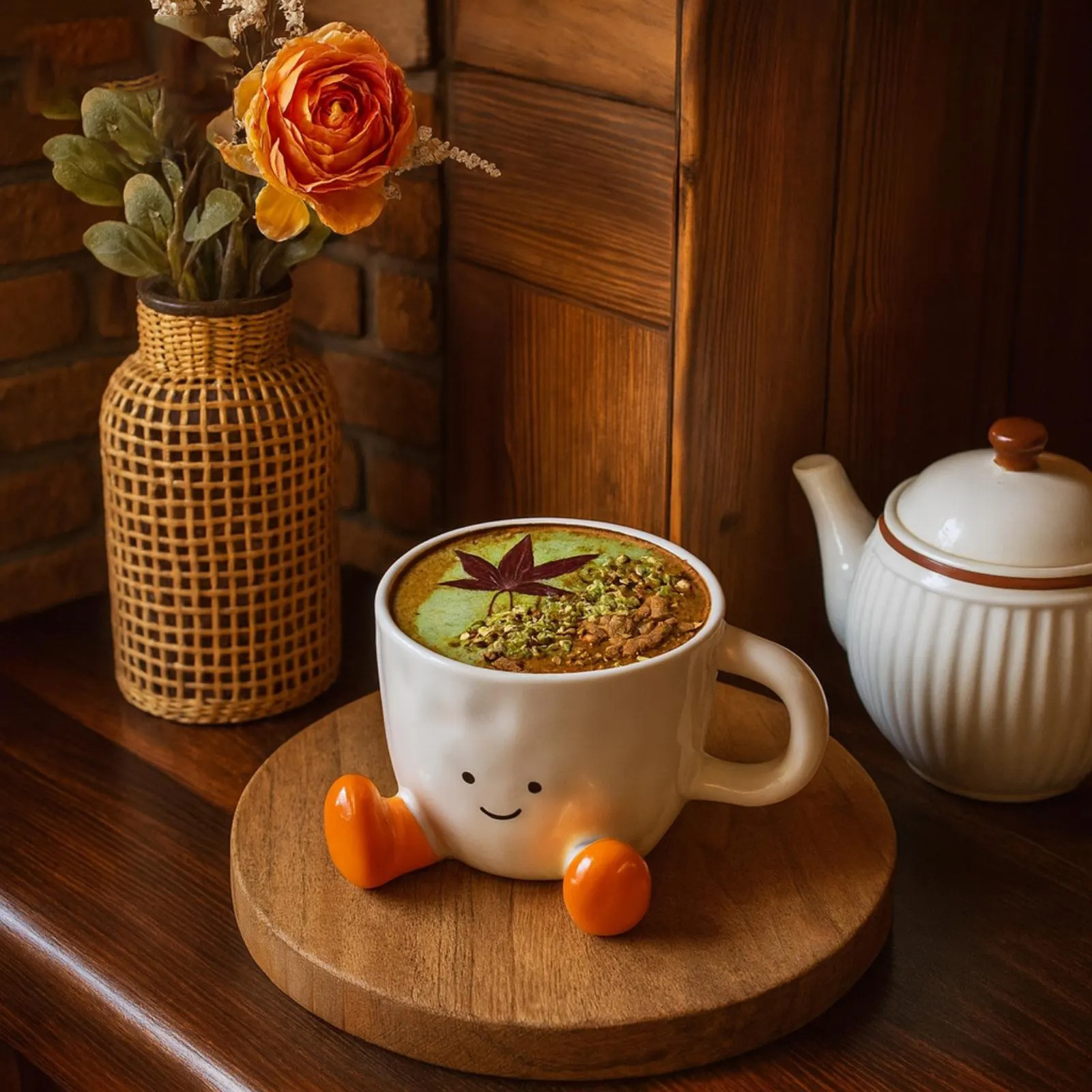 Cute Smiley Face Coffee Mug with Little Feet