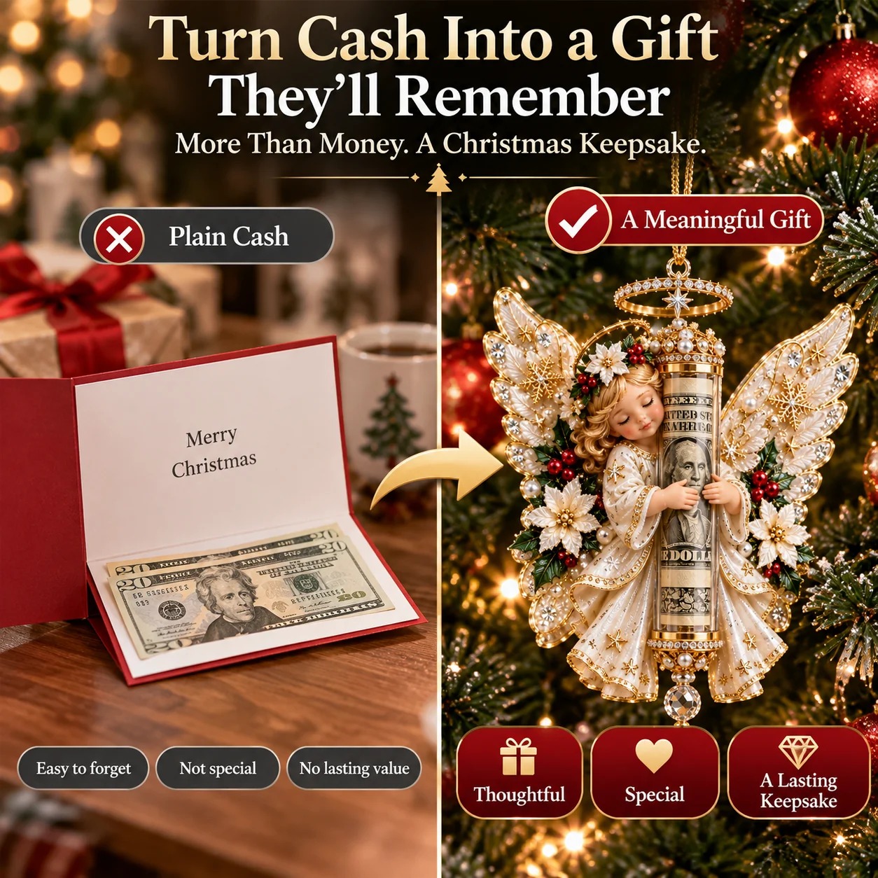 🔥 LAST DAY 50% OFF –👼🎄 Christmas Angel Cash Holder Ornament