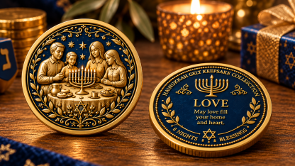 🕎Hanukkah Gelt Keepsake Collection – 8 Nights • 8 Blessings | 8-Piece Commemorative Coin Gift Set