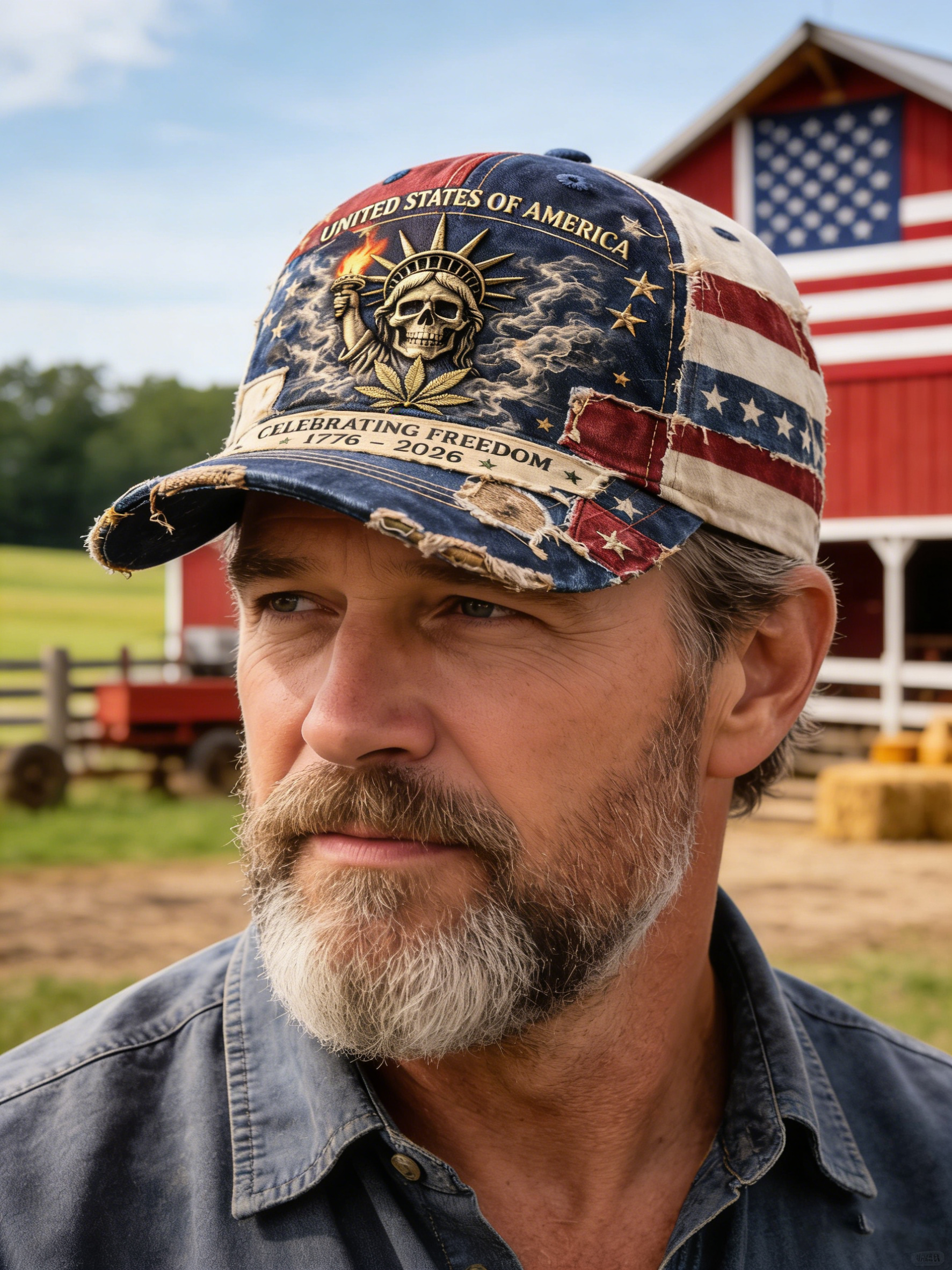 “250th Anniversary of the Spirit of Liberty Baseball Cap” 🗽💀🍃