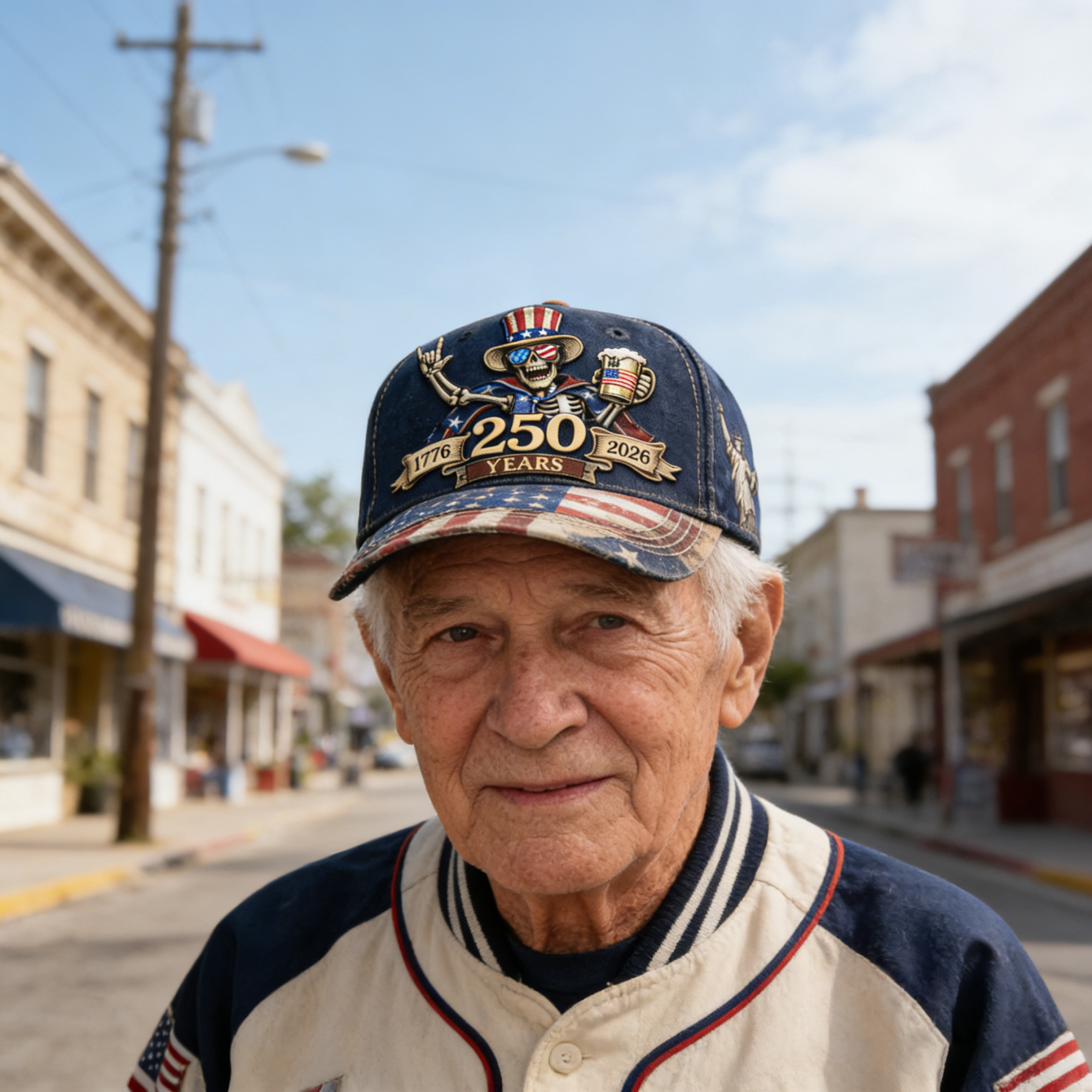 “US 250th Anniversary Freedom Skull Cap 🍺💀🇺🇸”