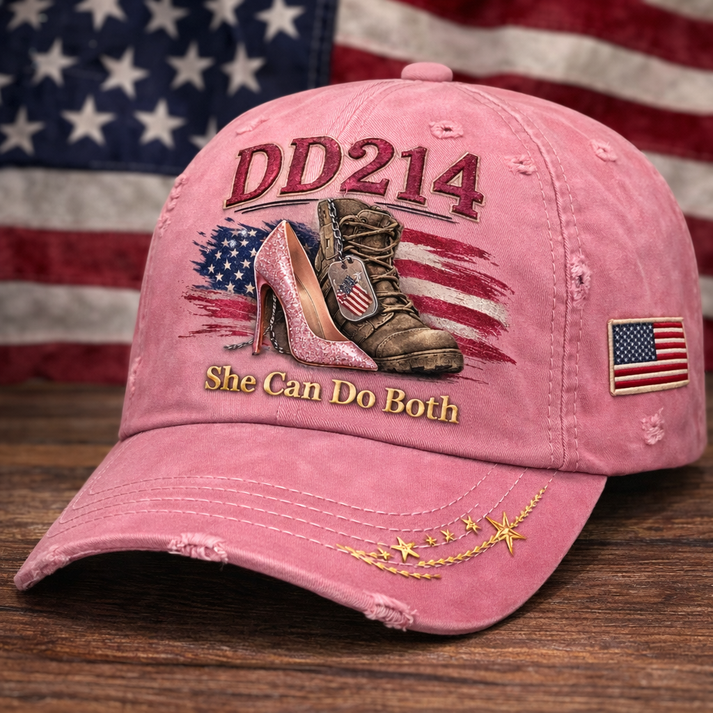 "DD214 Hat: She Can Do Both – Honoring Women Veterans" 🎖️👠🧢