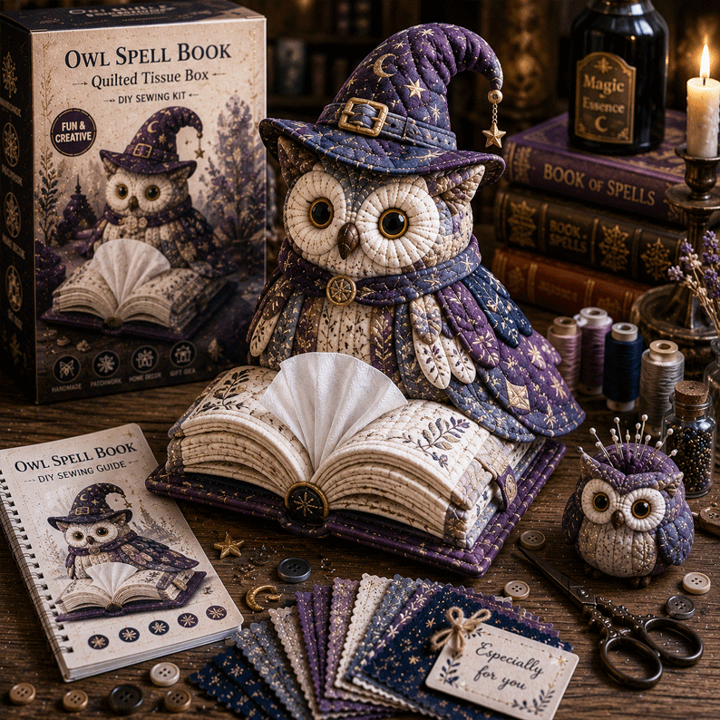 🦉Wise Owl Quilted Tissue Box DIY Sewing Kit