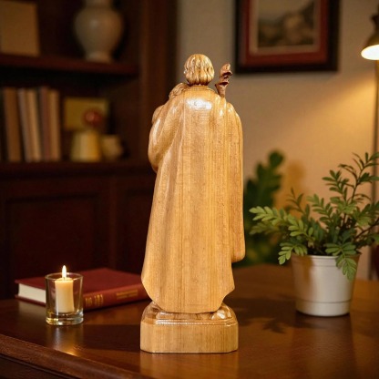 St Joseph Holding Baby Jesus Wooden Statue