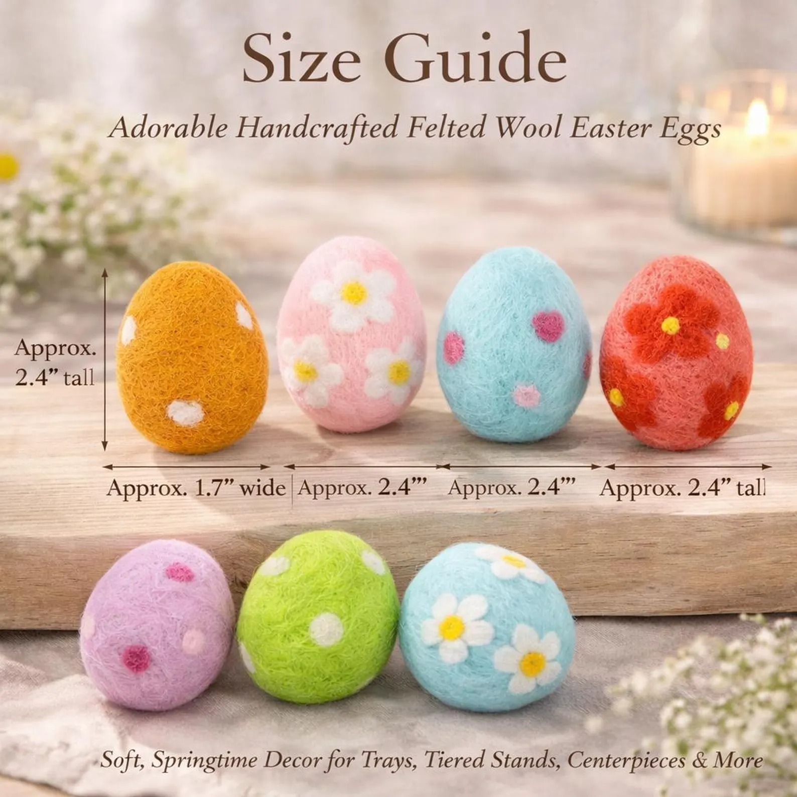 💥Felt Easter Egg Decor – Pastel Spring Bowl Fillers – Floral Farmhouse Accent