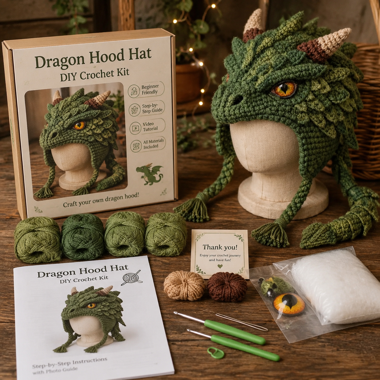 Dragon Hood Hat DIY Crochet Kit