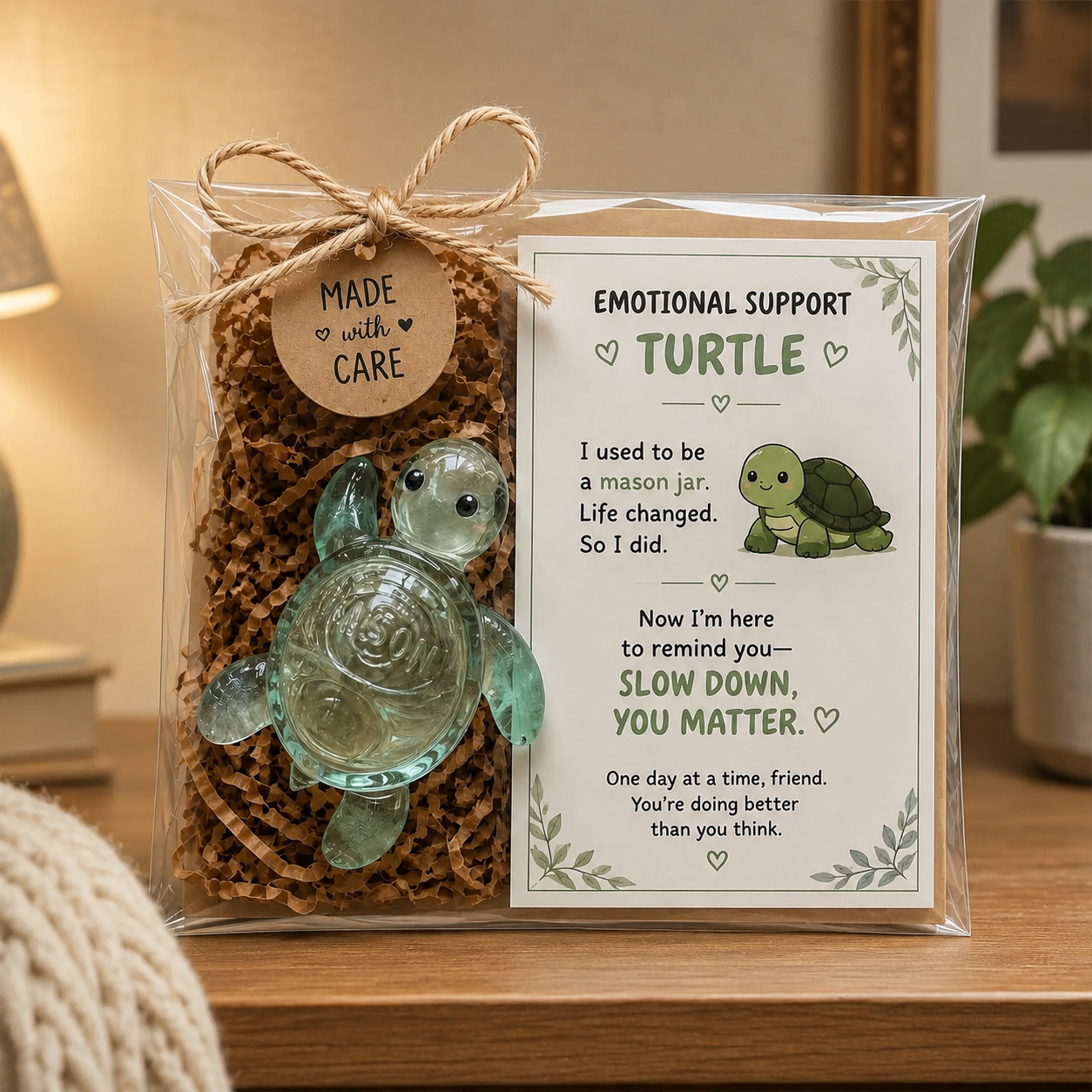 Recycled Glass Emotional Support Turtle Gift